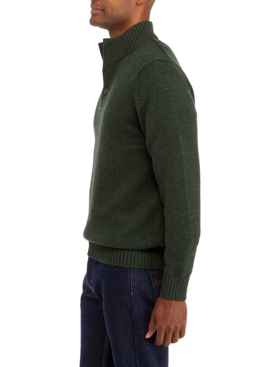 Holiday Mock Neck Button Front Sweater - Classic Fit