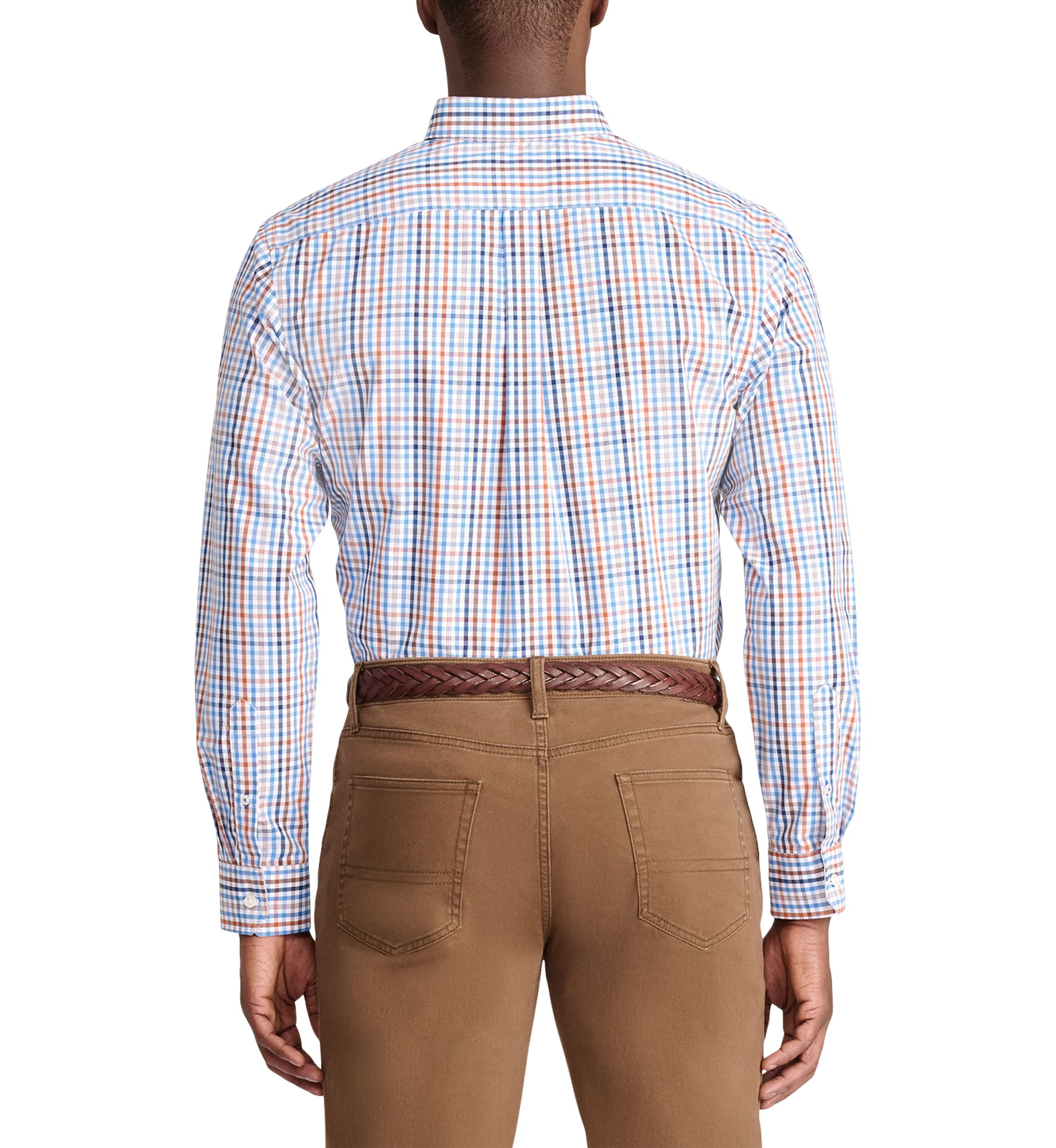 Performance Comfort Long Sleeve Grid Button Down Shirt
