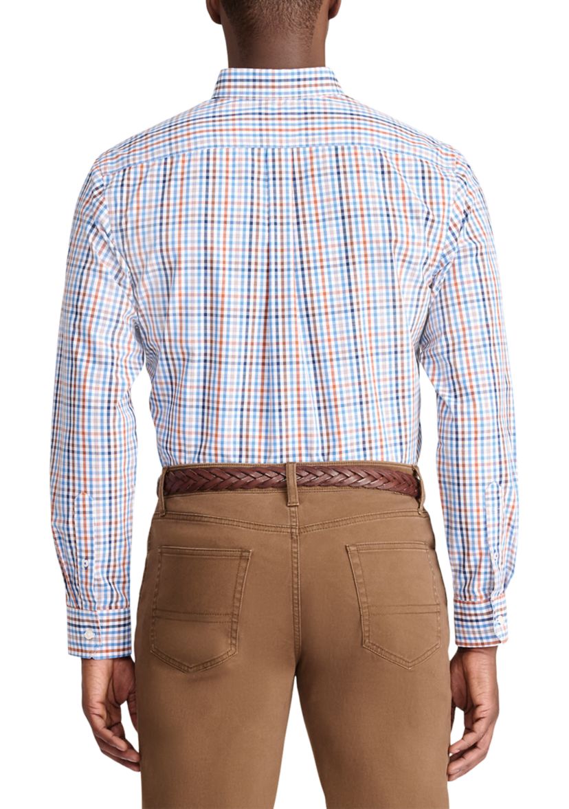 Performance Comfort Long Sleeve Grid Button Down Shirt