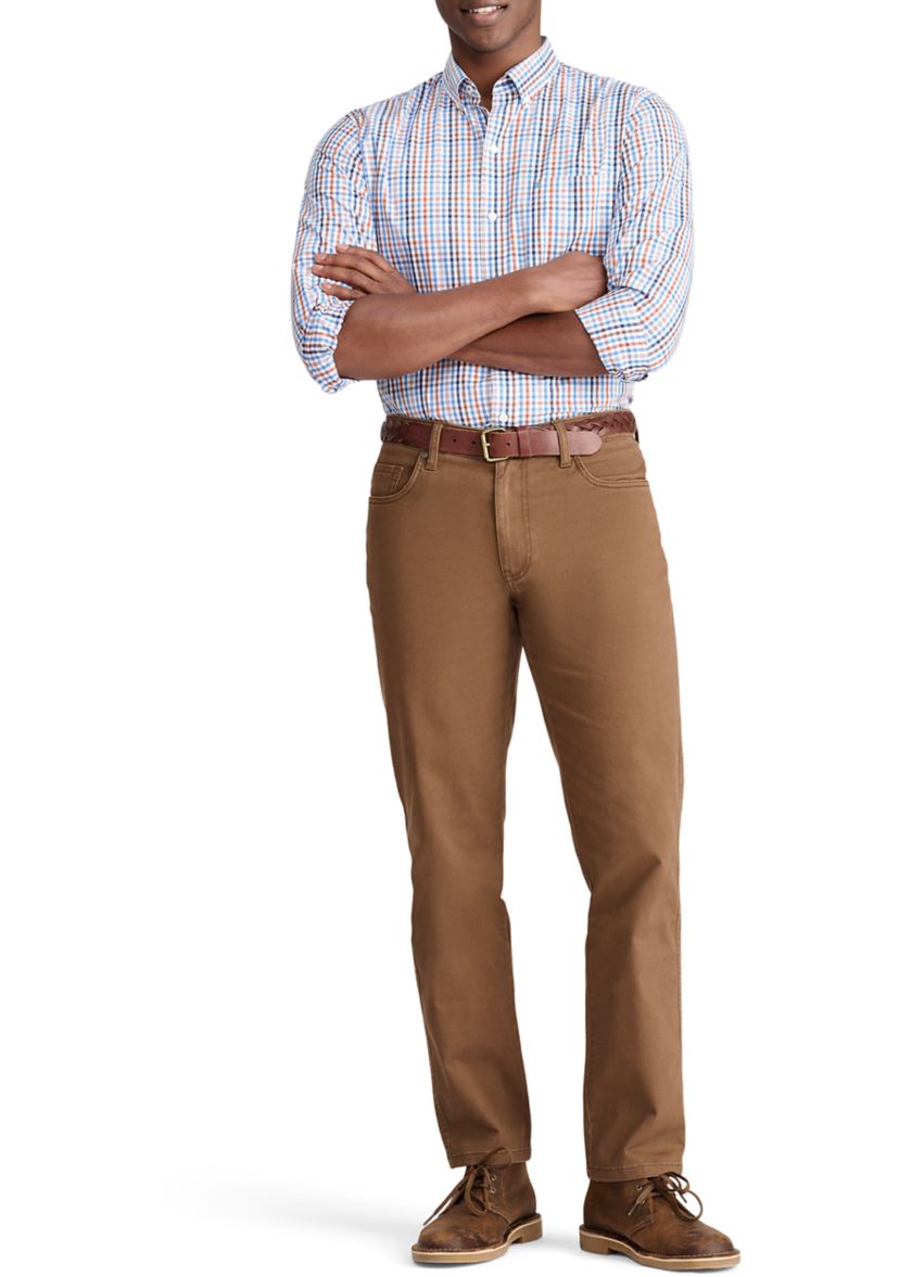 Performance Comfort Long Sleeve Grid Button Down Shirt