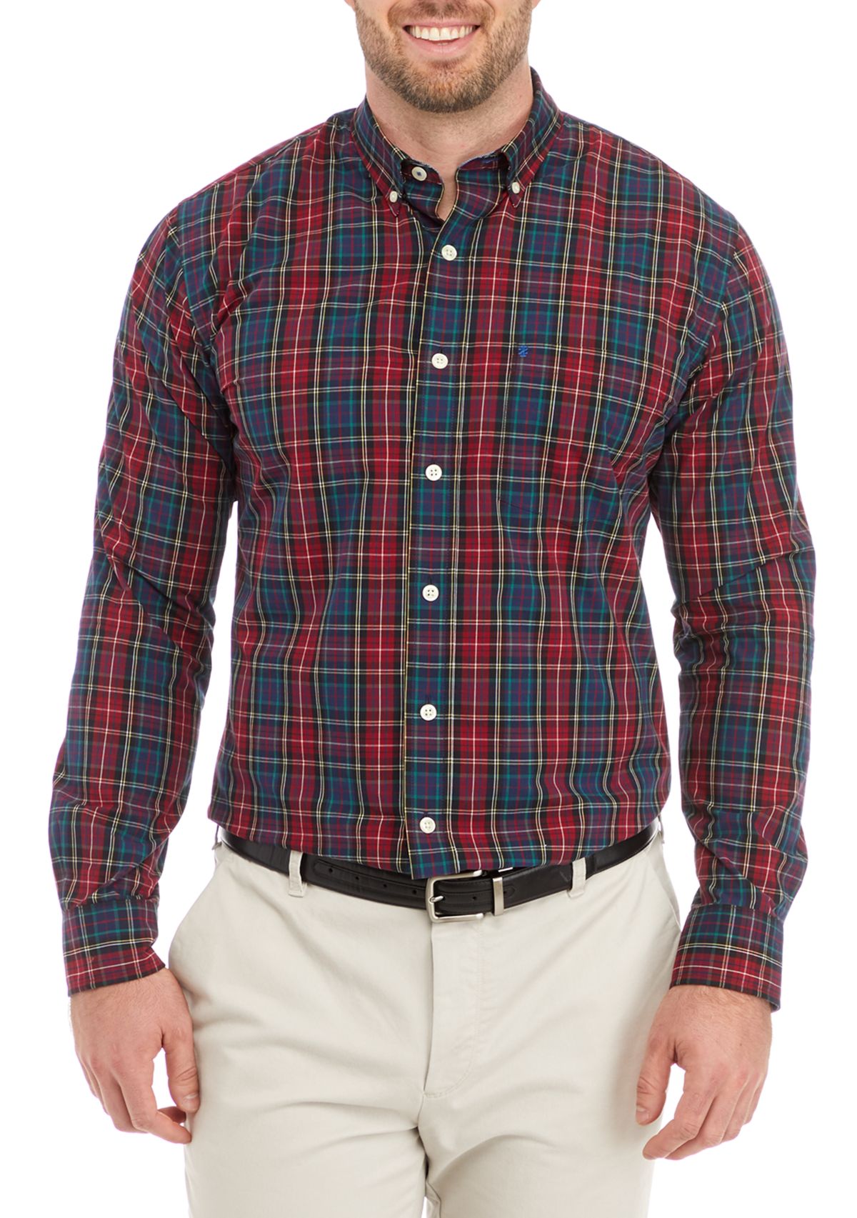 Big & Tall Long Sleeve Tartan Plaid Shirt 