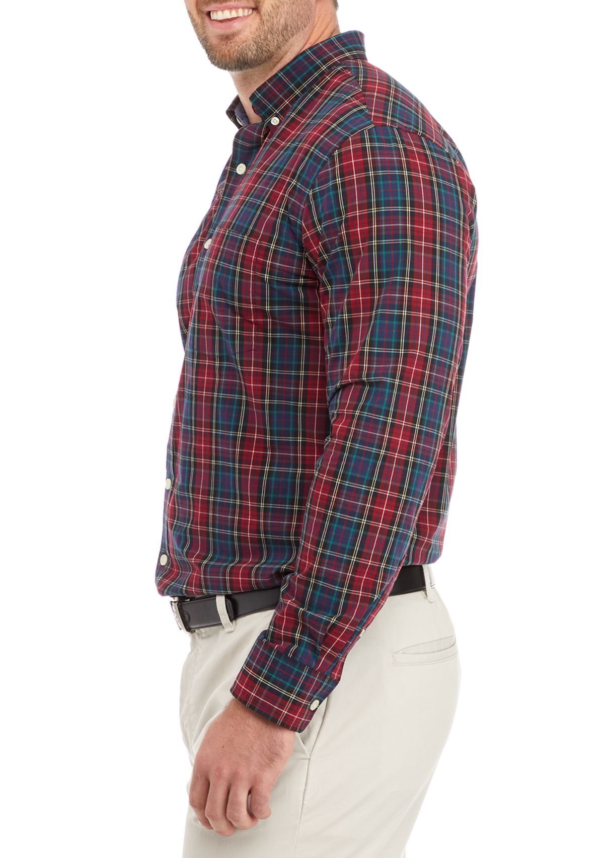 Big & Tall Long Sleeve Tartan Plaid Shirt 