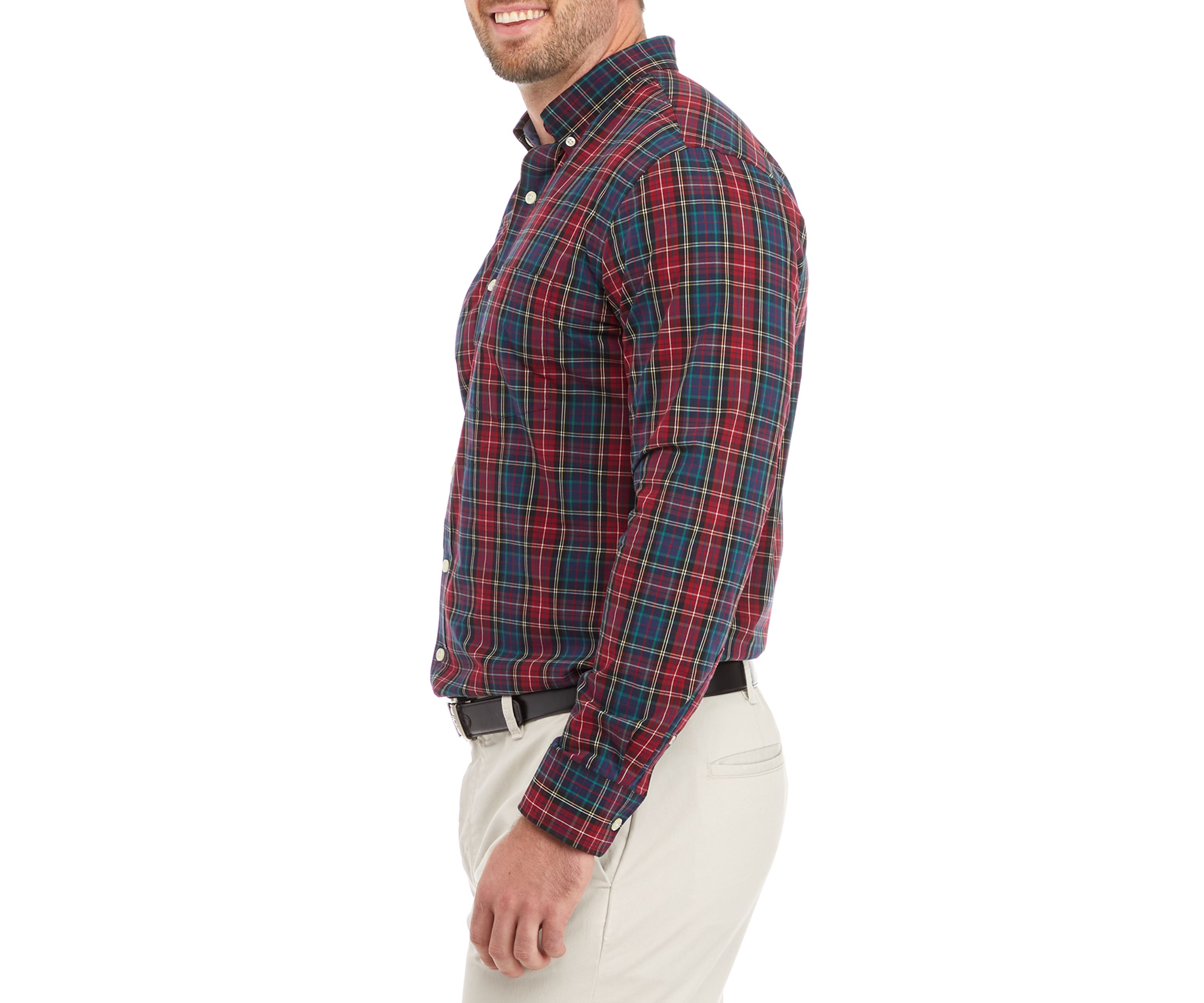 Big & Tall Long Sleeve Tartan Plaid Shirt 