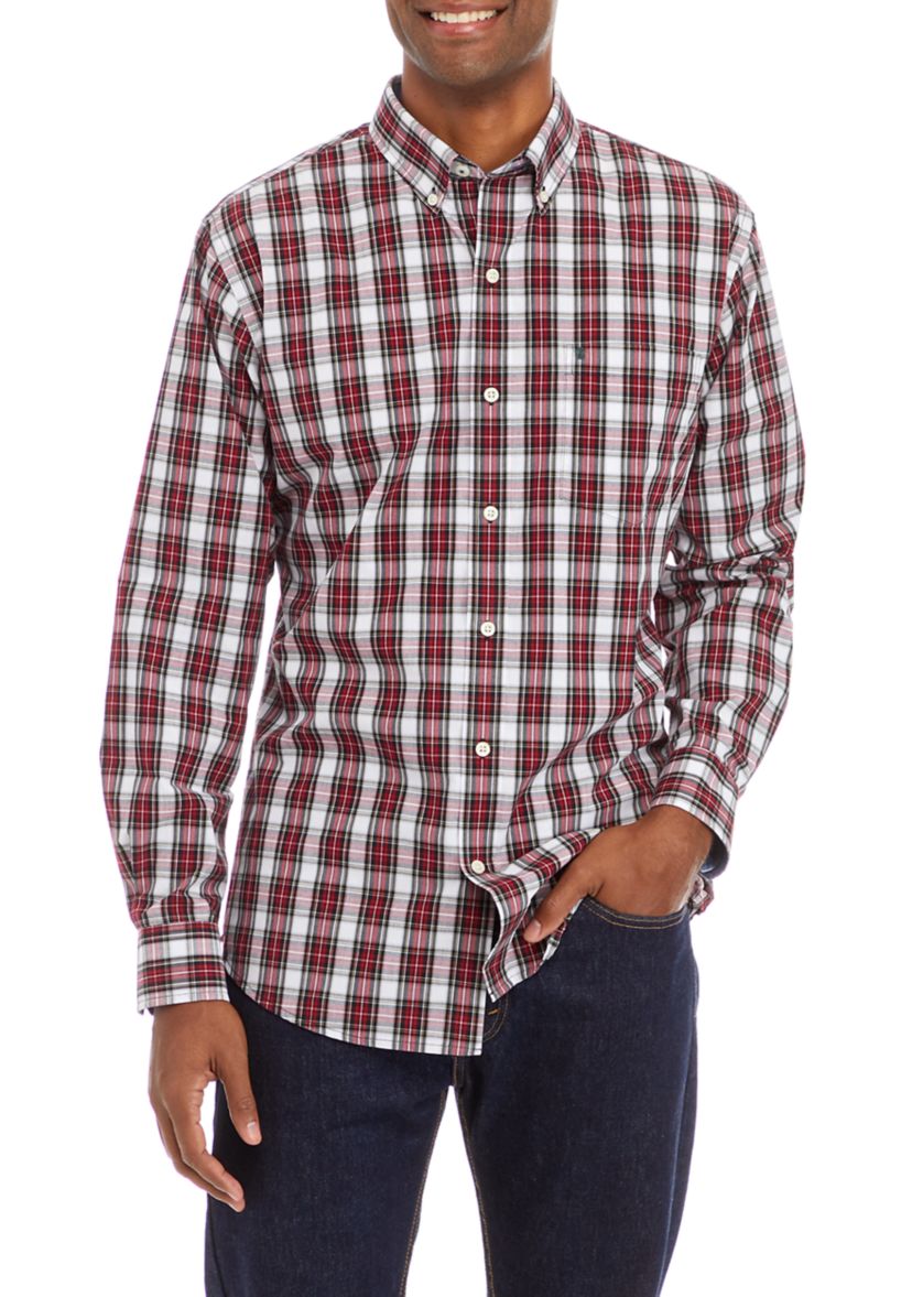 Holiday Tartan Printed Woven Button Down Shirt
