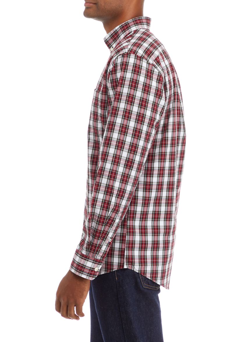 Holiday Tartan Printed Woven Button Down Shirt