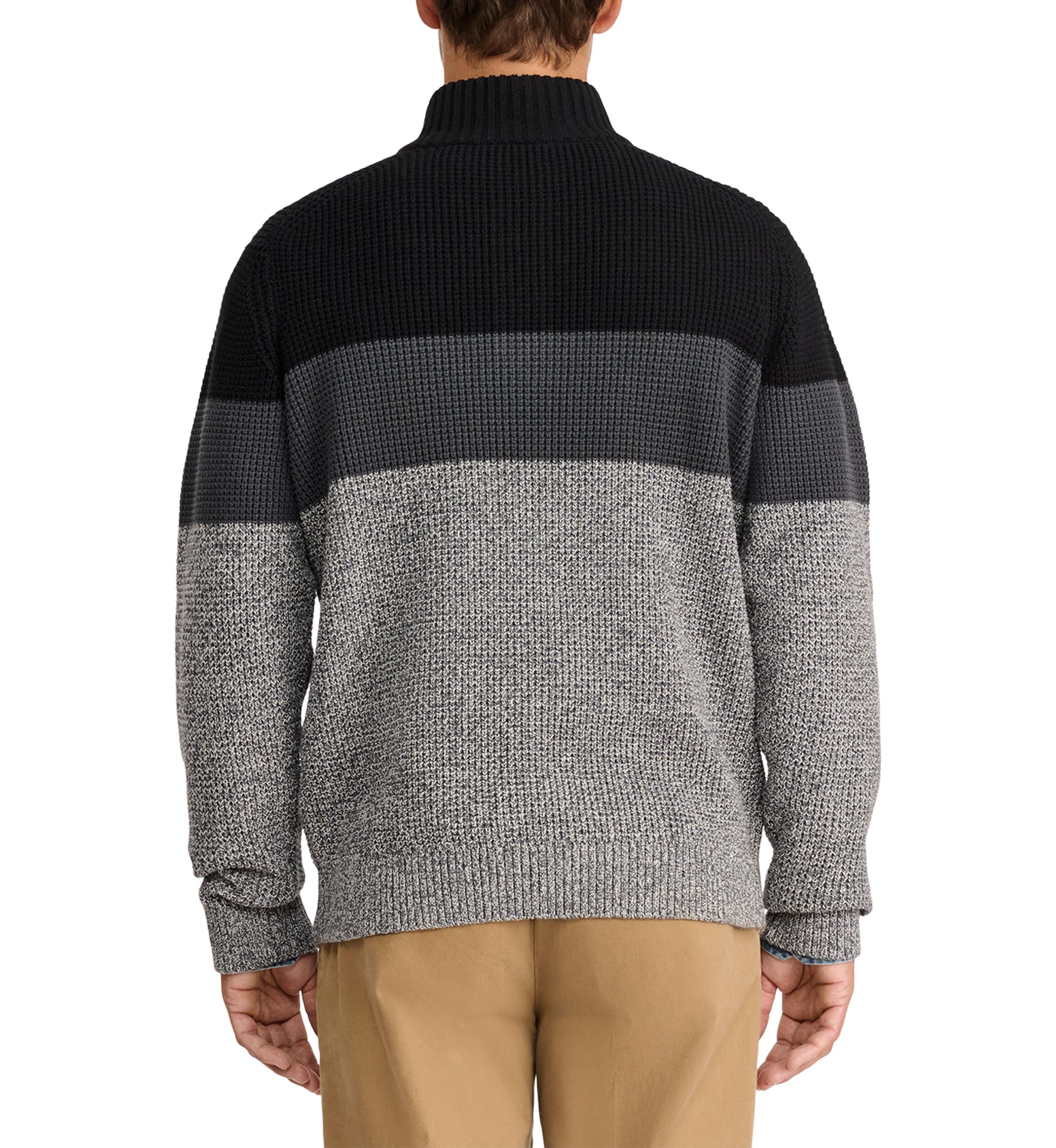 Weekend Color Blocked Button Mock Shaker Sweater
