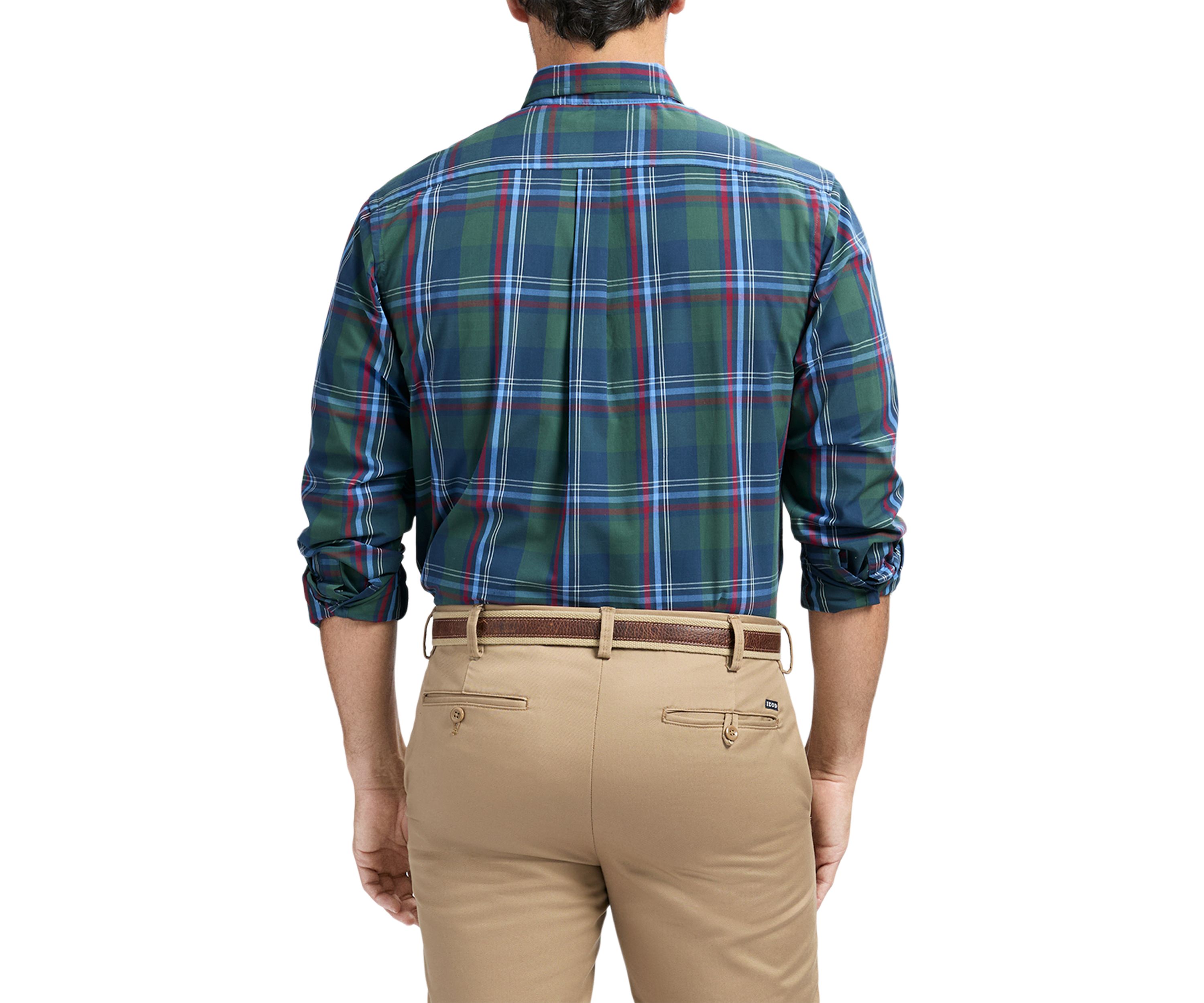 Mens Holiday Tartan Plaid Button Down Shirt 