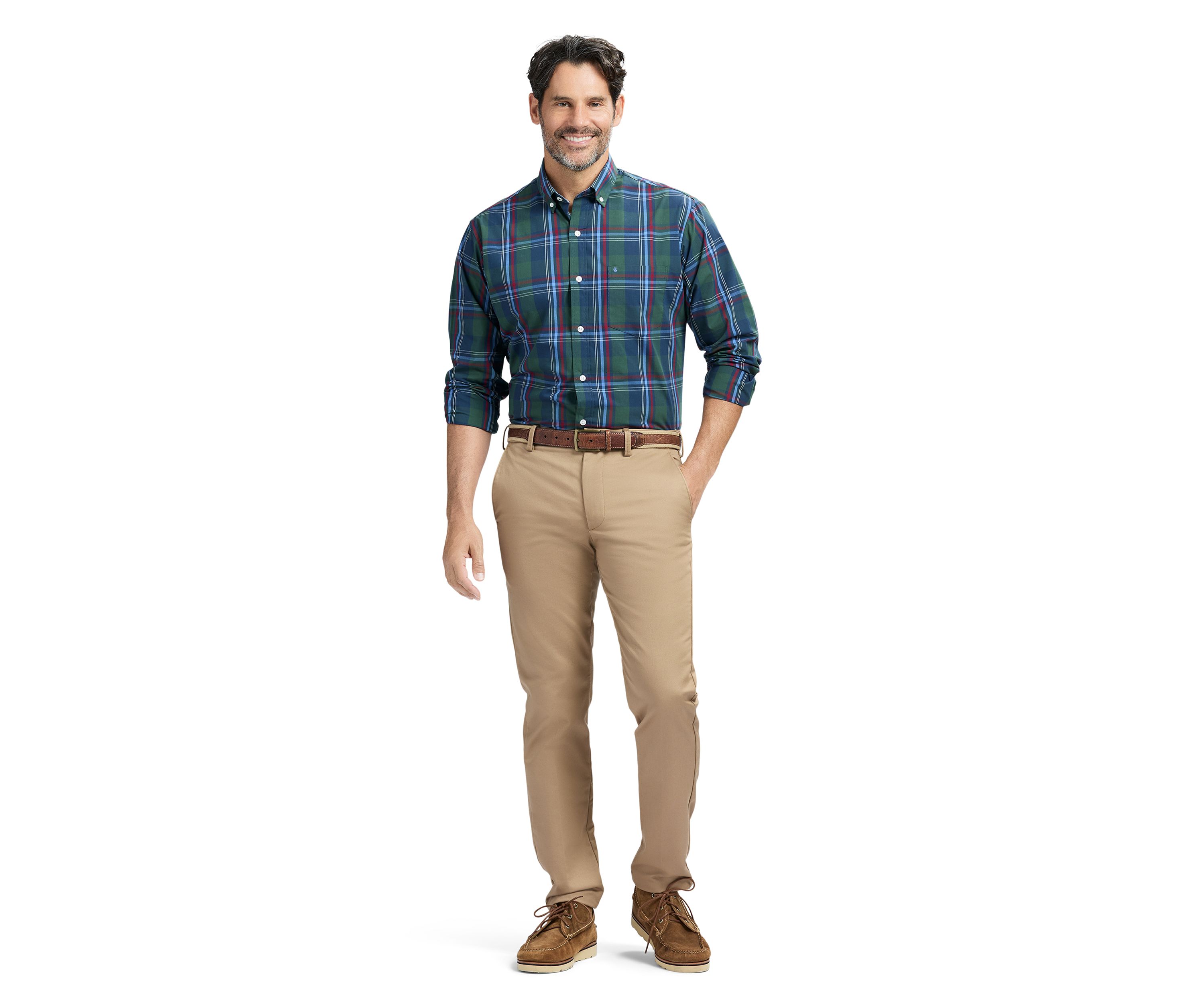 Mens Holiday Tartan Plaid Button Down Shirt 
