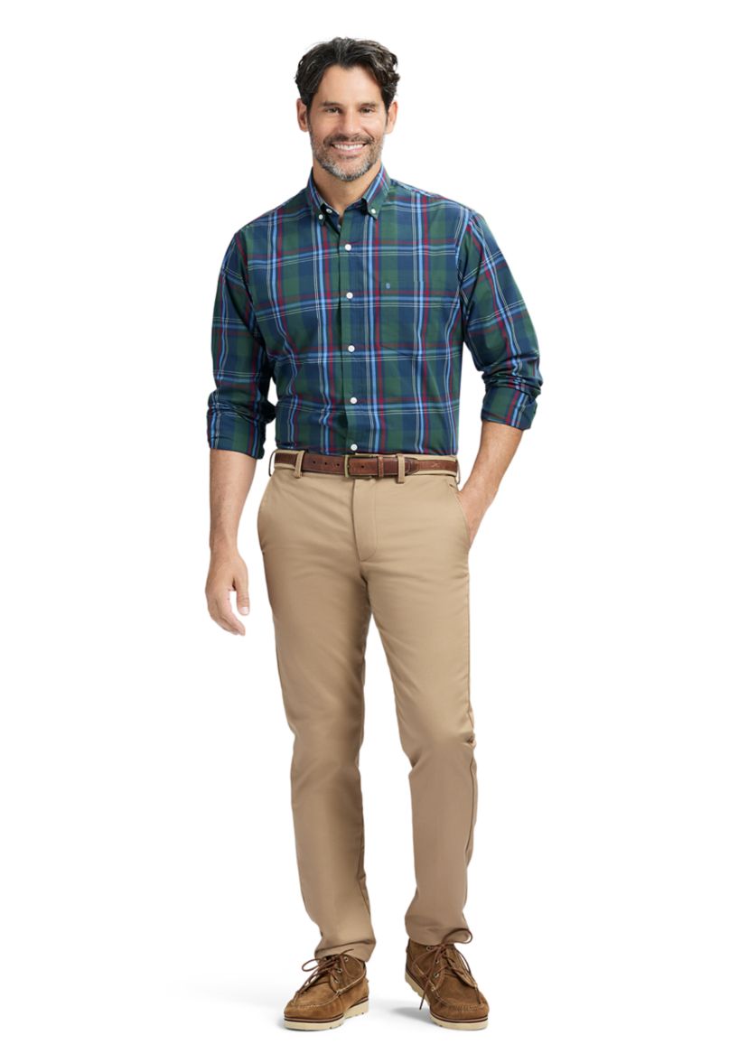 Mens Holiday Tartan Plaid Button Down Shirt 