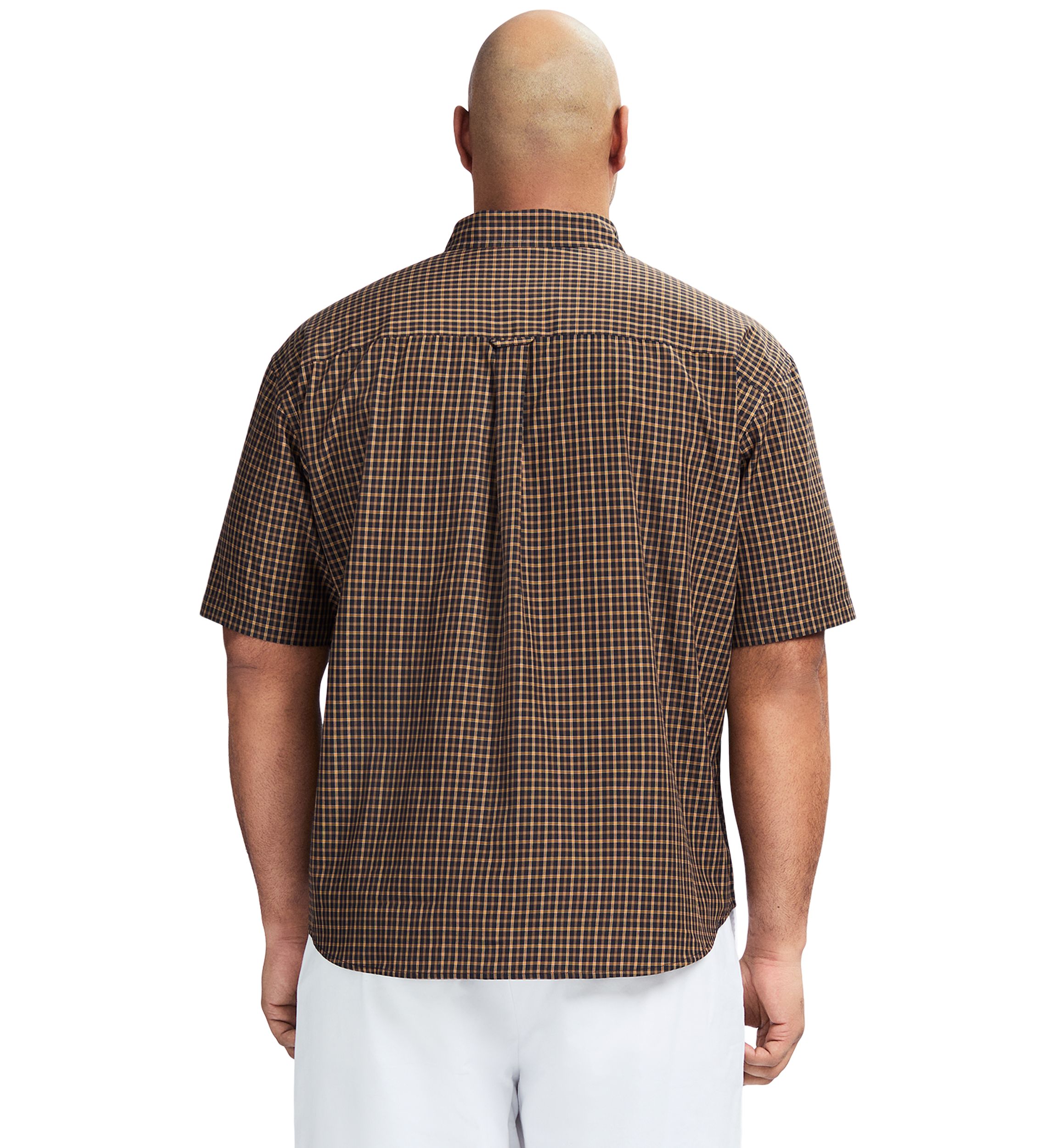 Big & Tall Breeze Short Sleeve Plaid Grid Printed Button Down Shirt