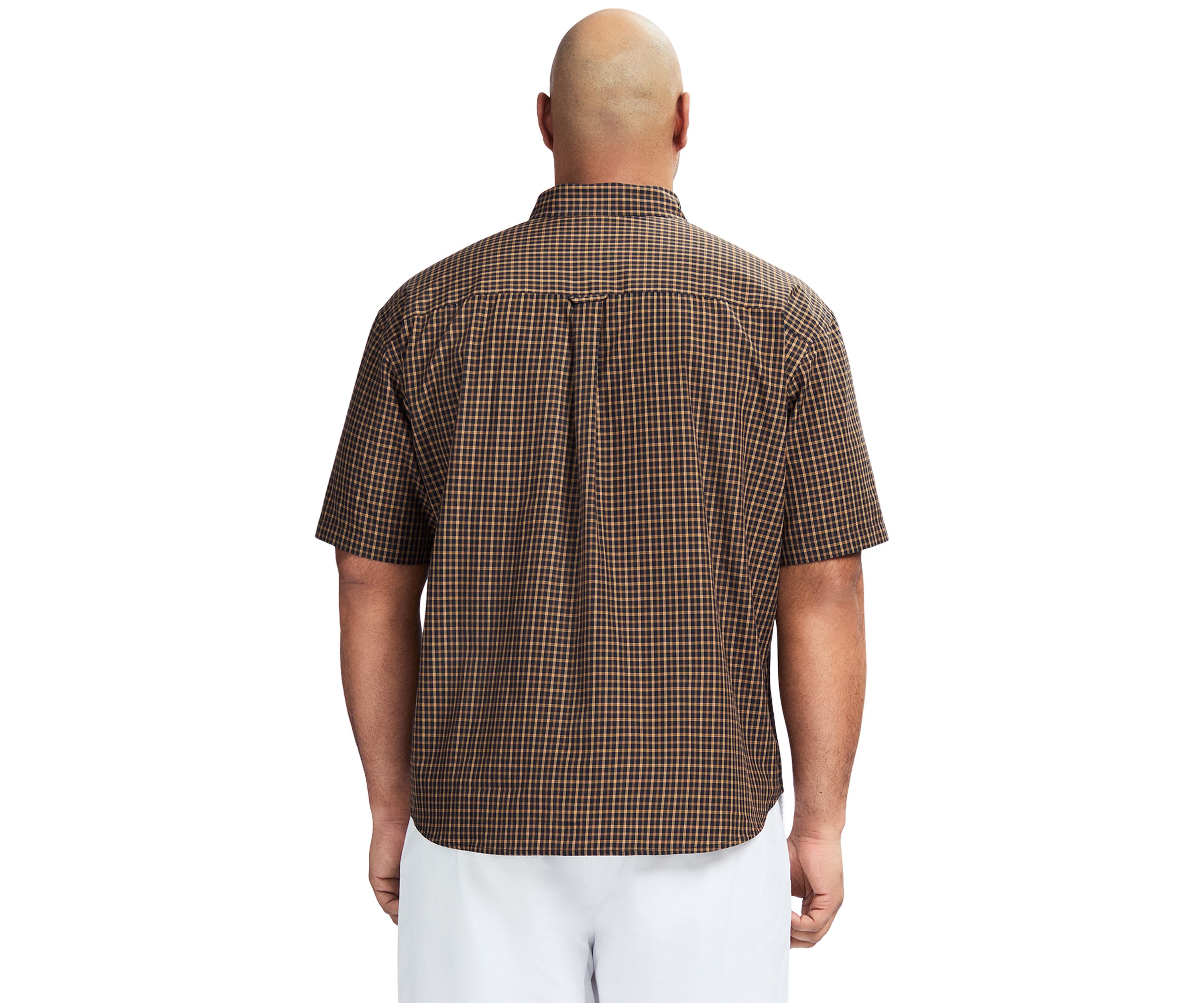 Big & Tall Breeze Short Sleeve Plaid Grid Printed Button Down Shirt