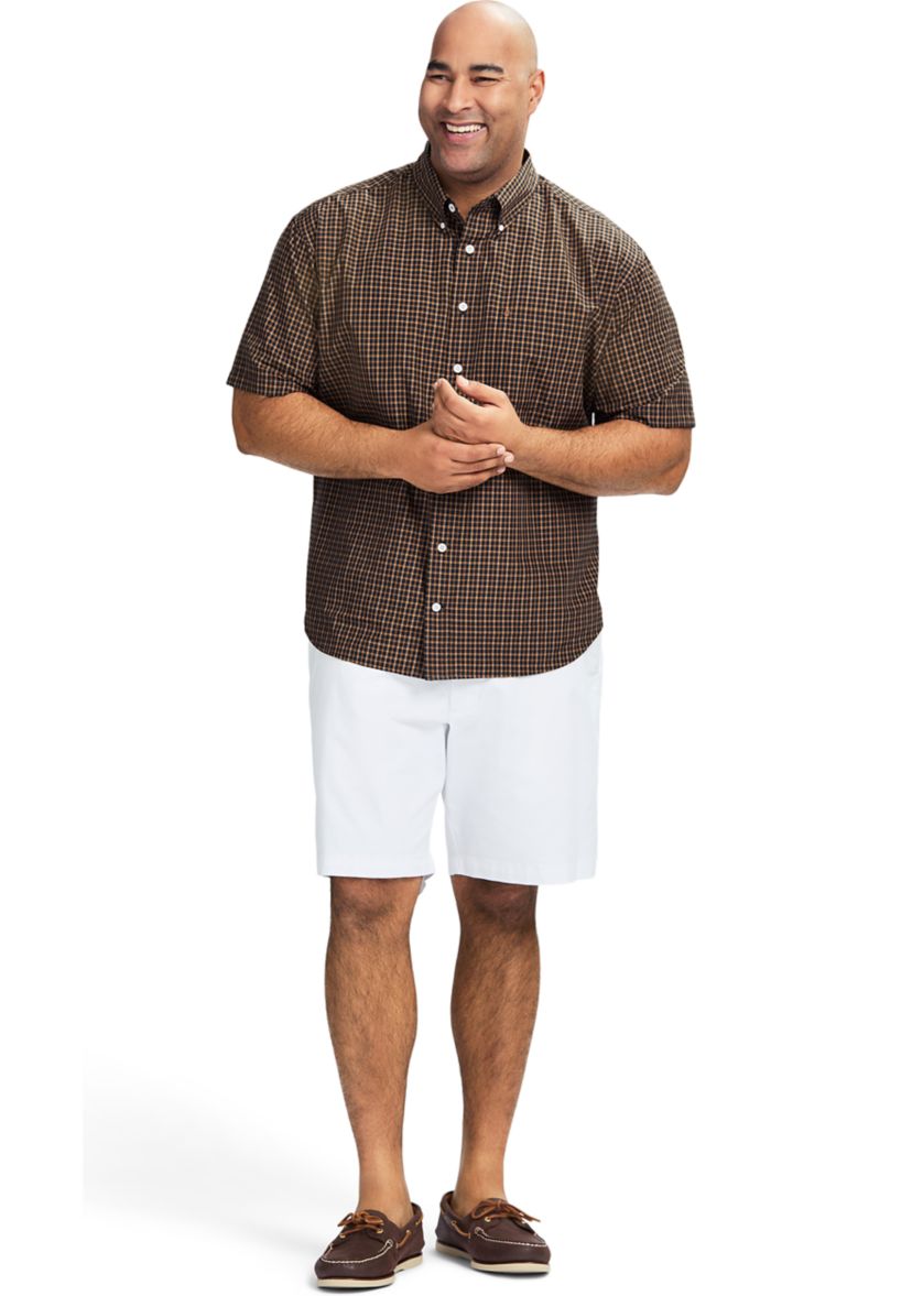 Big & Tall Breeze Short Sleeve Plaid Grid Printed Button Down Shirt
