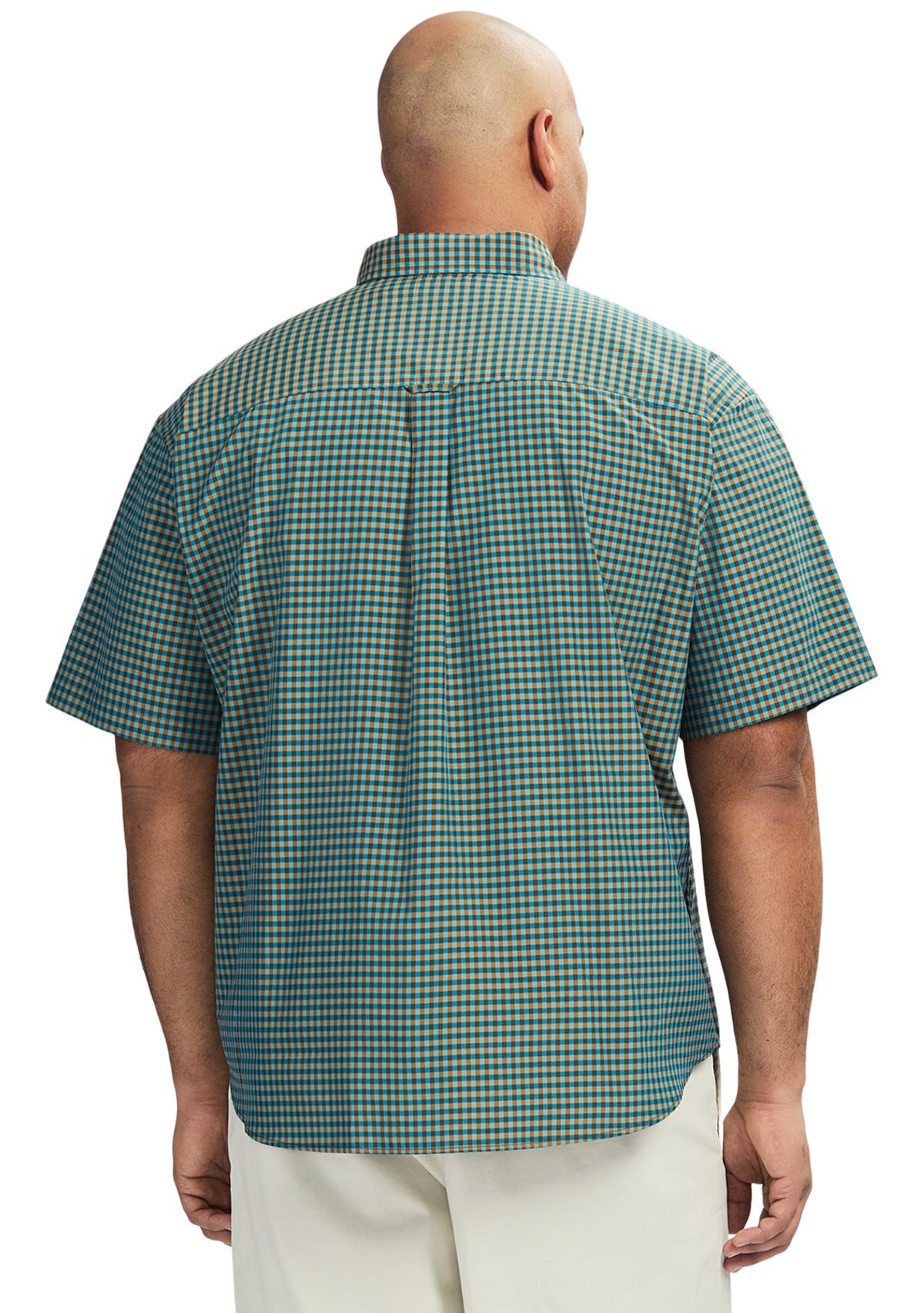 Big & Tall Breeze Short Sleeve Gingham Printed Button Down Shirt