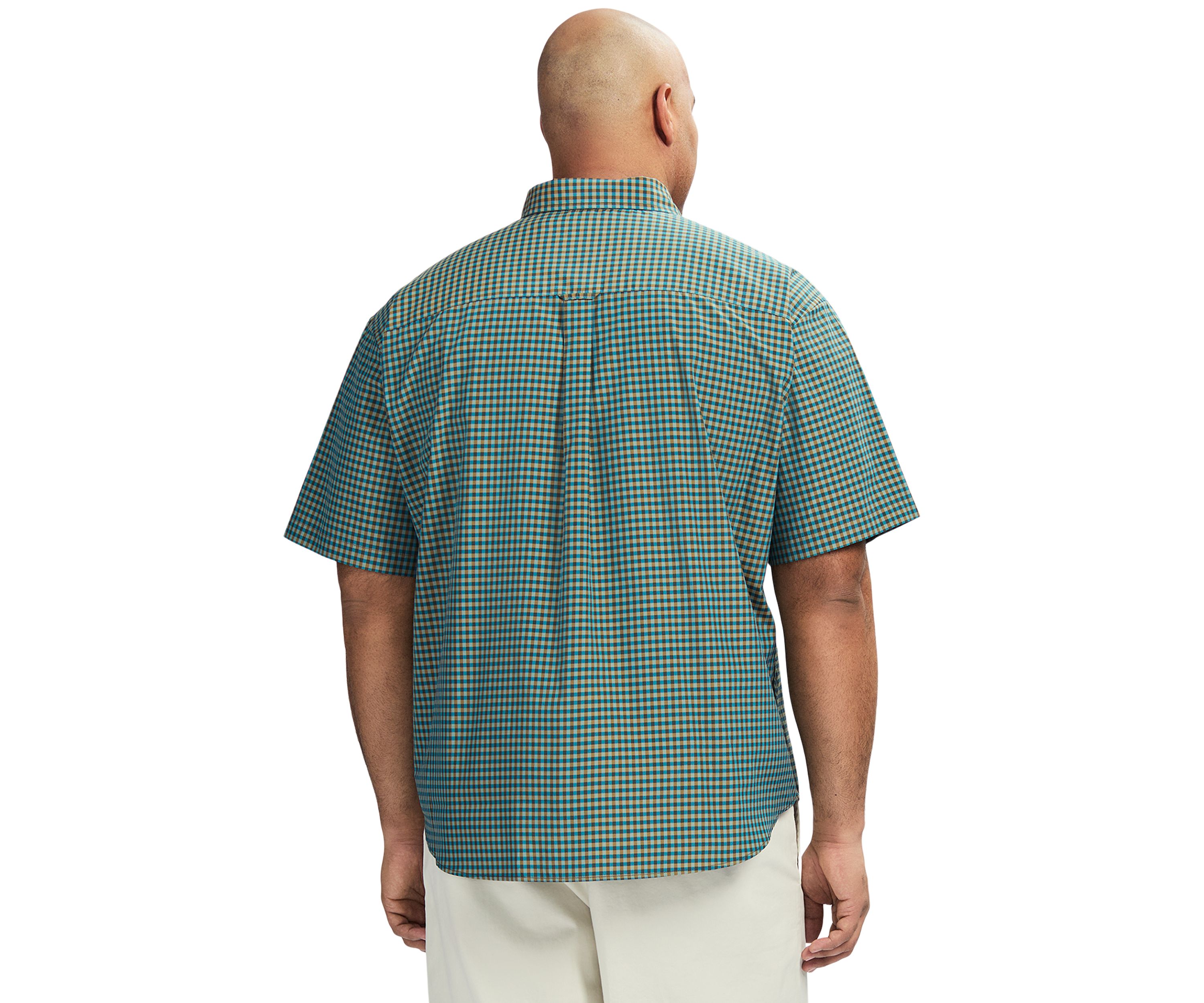 Big & Tall Breeze Short Sleeve Gingham Printed Button Down Shirt