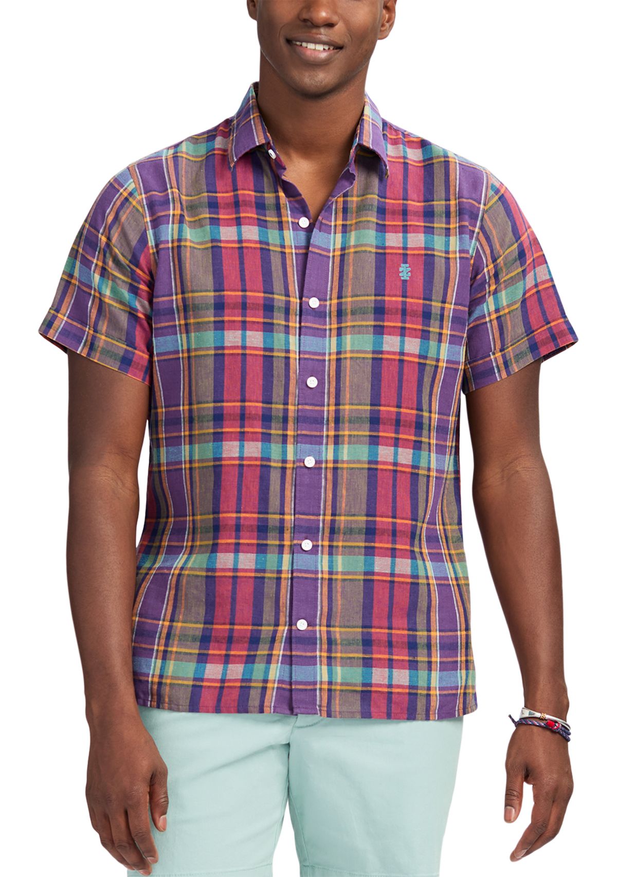 Short Sleeve Madras Linen Shirt 