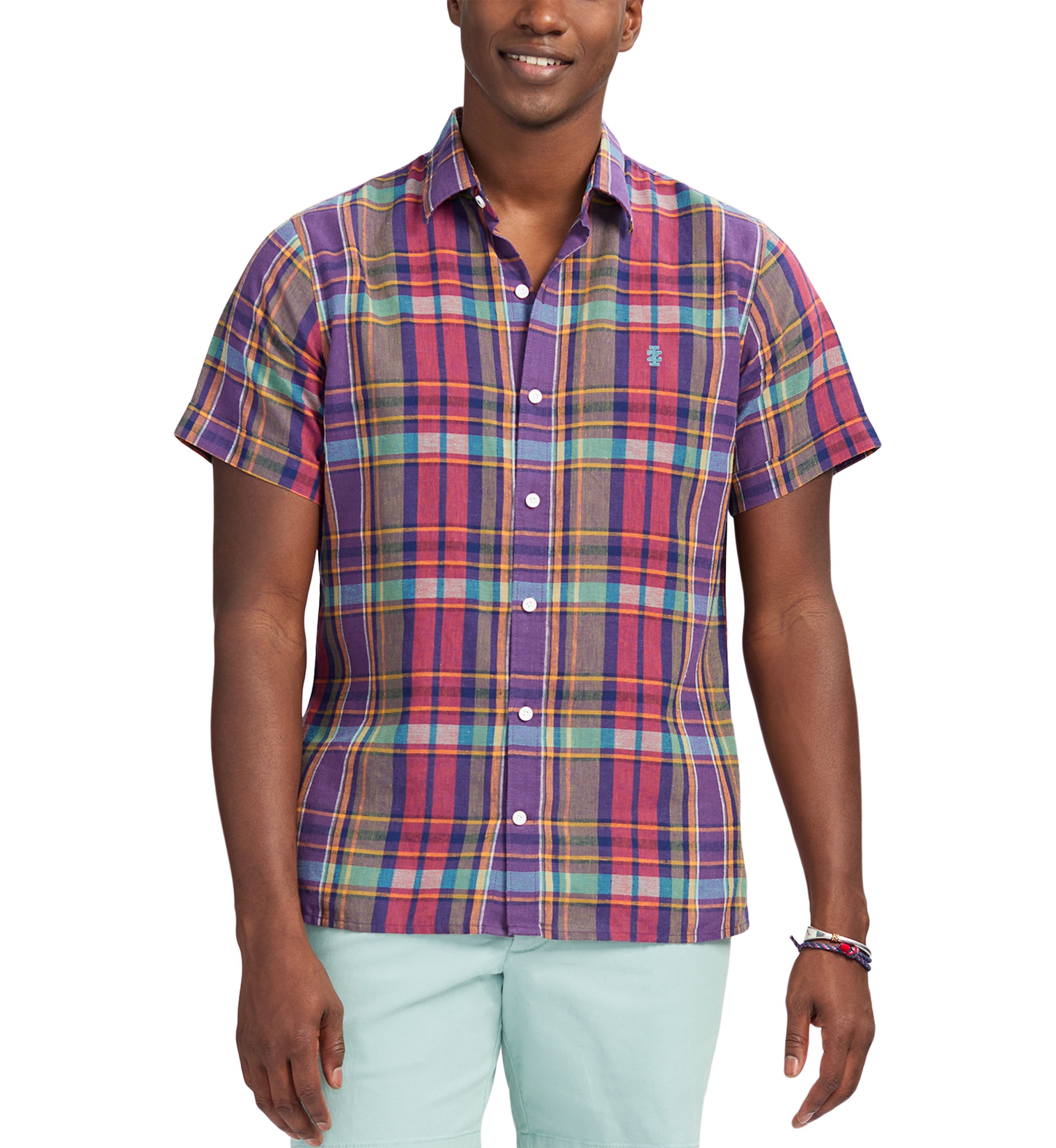 Short Sleeve Madras Linen Shirt 