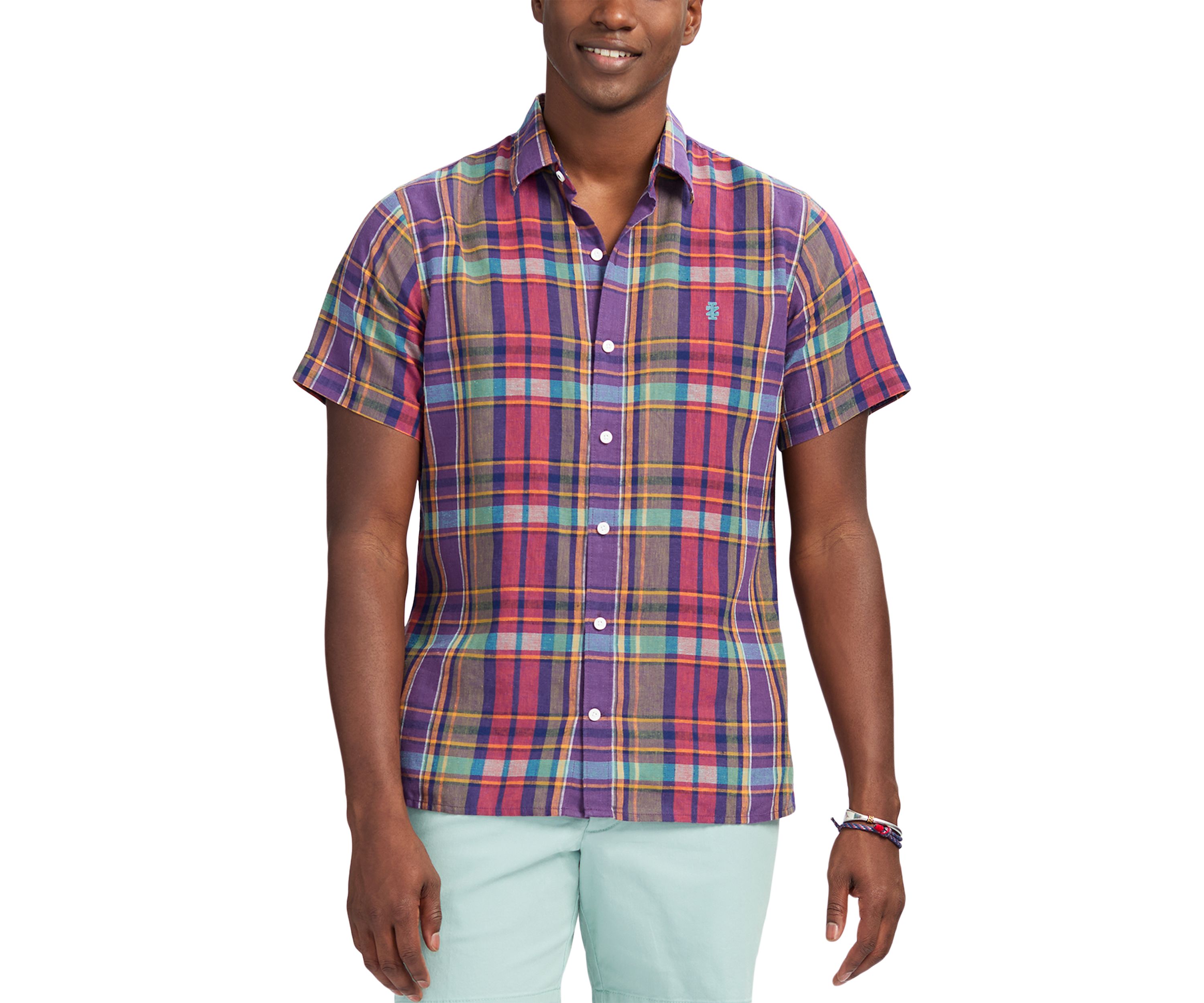 Short Sleeve Madras Linen Shirt 