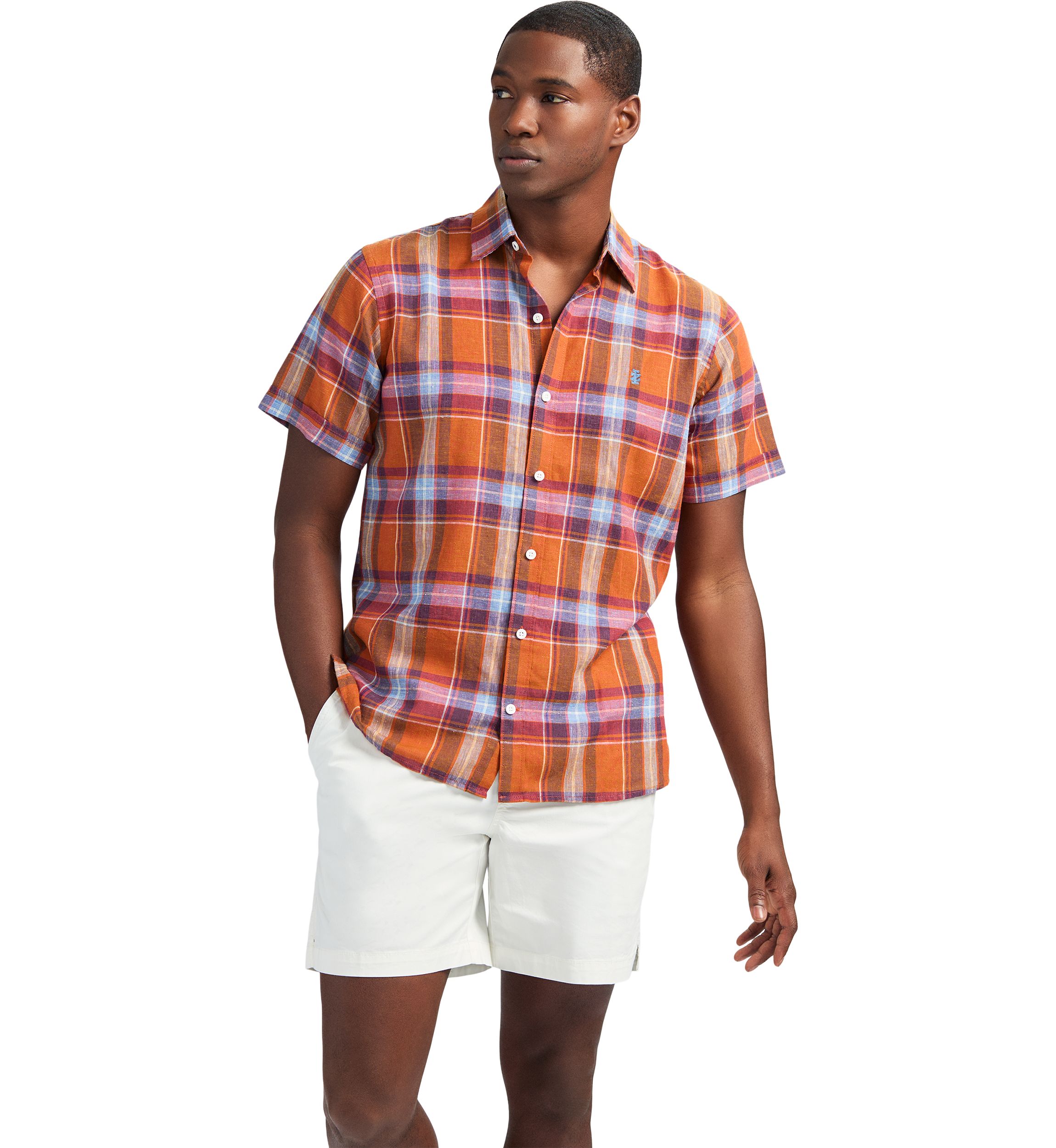 Short Sleeve Luxury Linen Woven Button Down Shirt