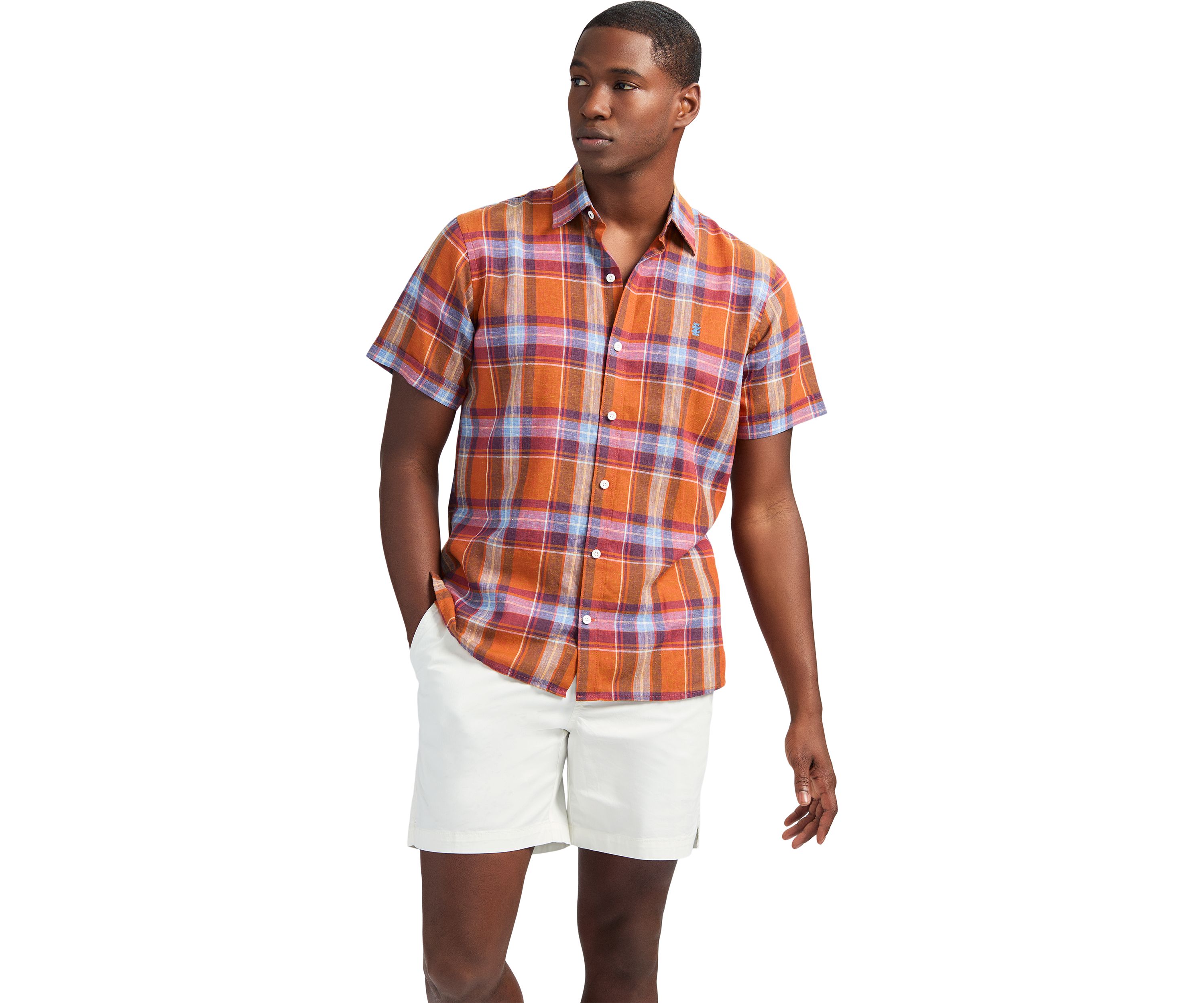Short Sleeve Luxury Linen Woven Button Down Shirt