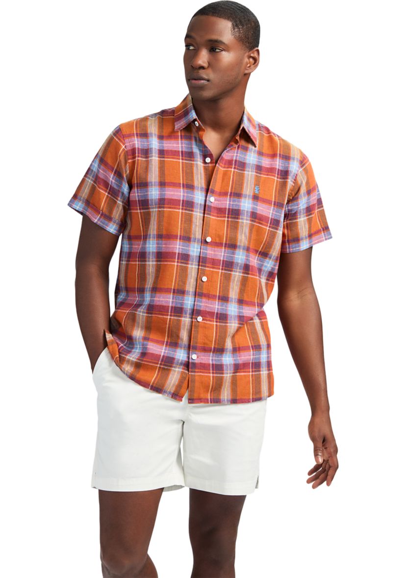 Short Sleeve Luxury Linen Woven Button Down Shirt