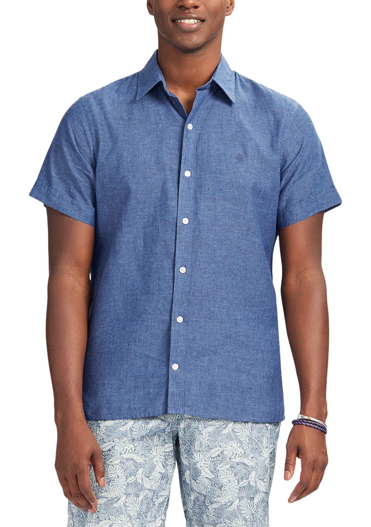 Short Sleeve Luxury Linen Woven Button Down Shirt