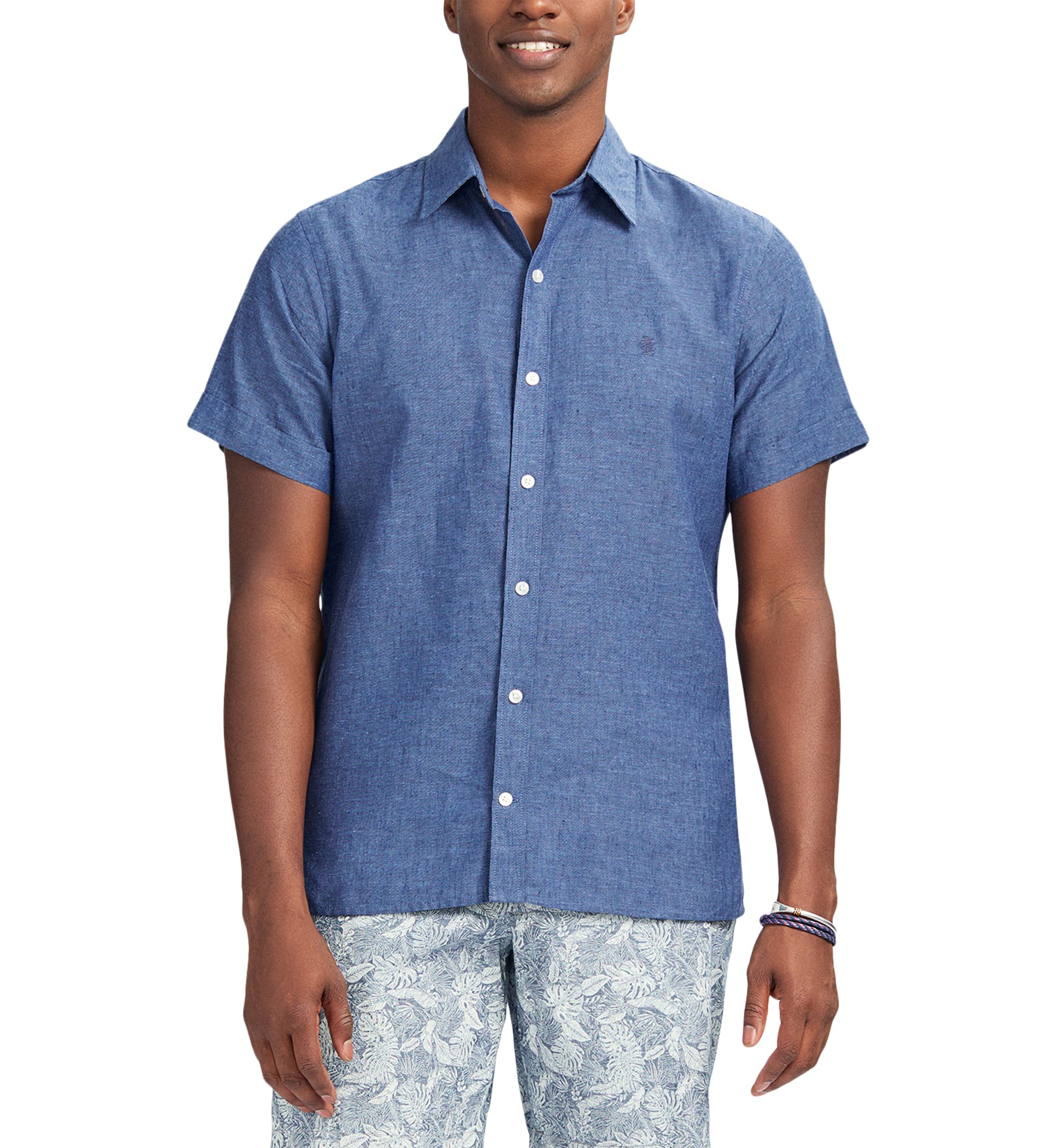 Short Sleeve Luxury Linen Woven Button Down Shirt