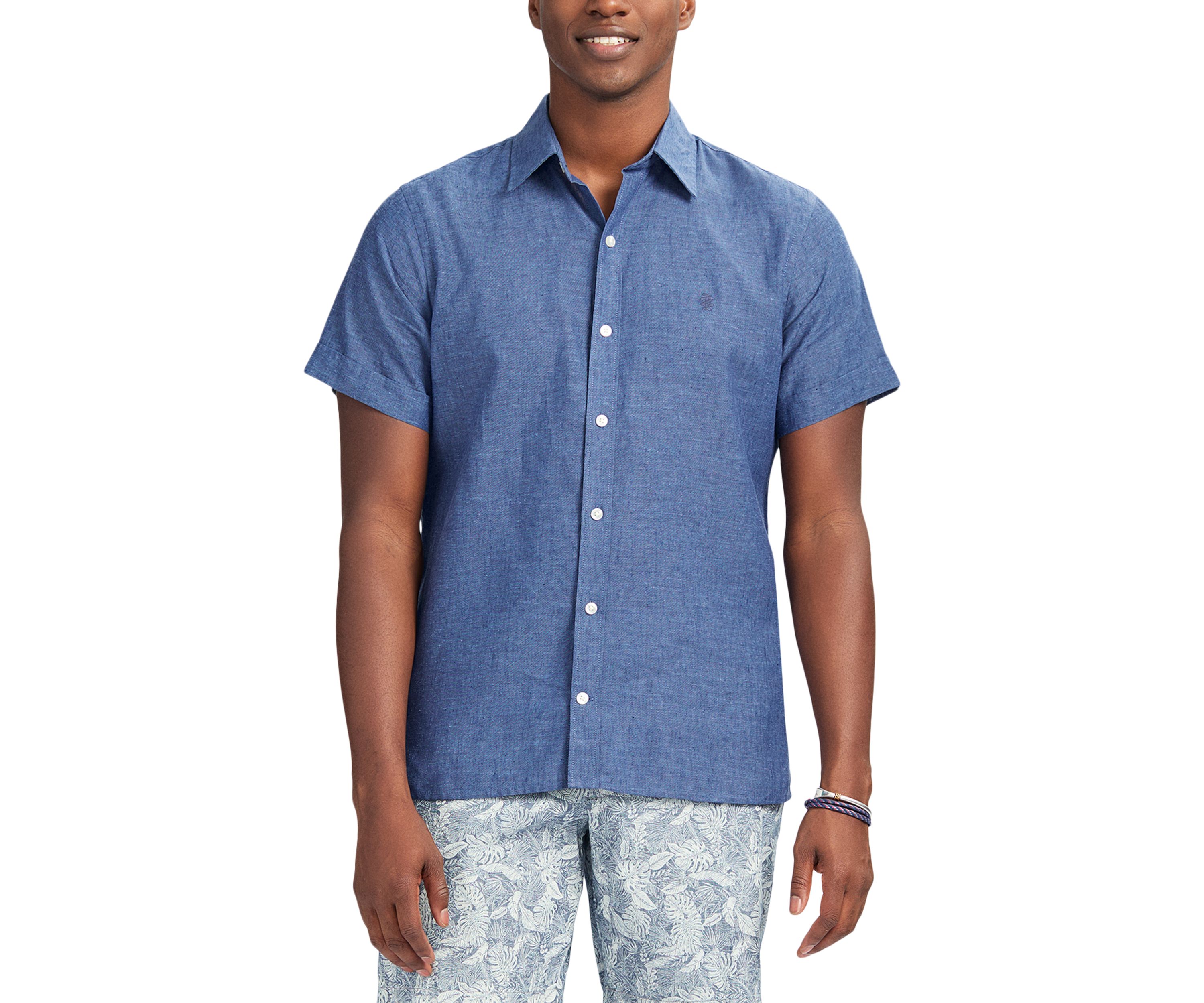 Short Sleeve Luxury Linen Woven Button Down Shirt