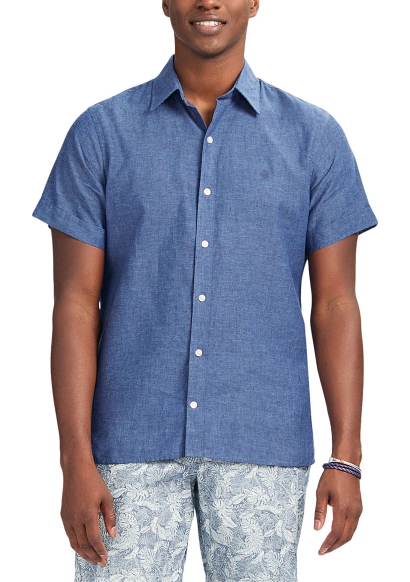 Short Sleeve Luxury Linen Woven Button Down Shirt