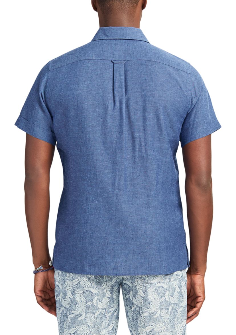 Short Sleeve Luxury Linen Woven Button Down Shirt