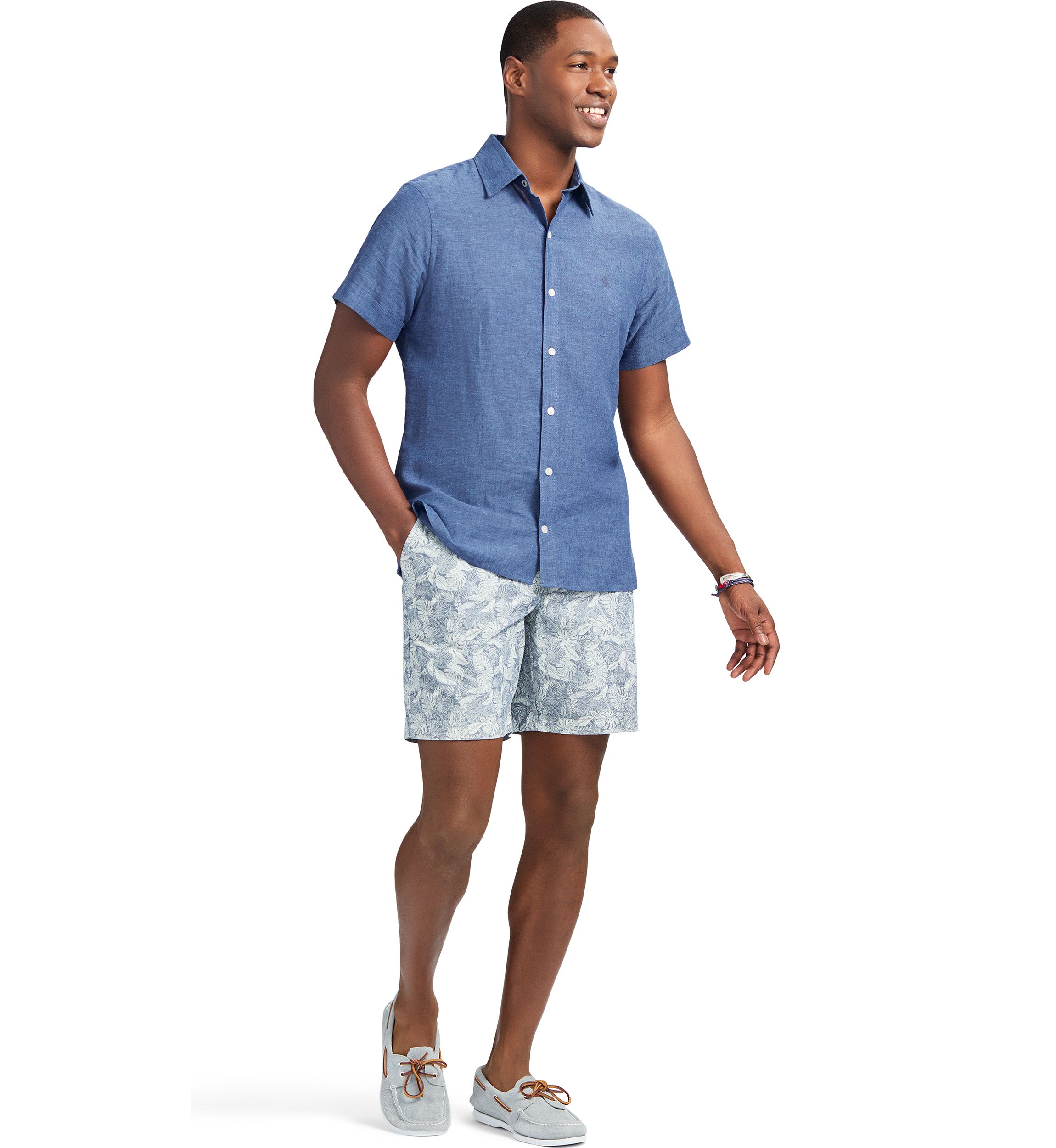 Short Sleeve Luxury Linen Woven Button Down Shirt