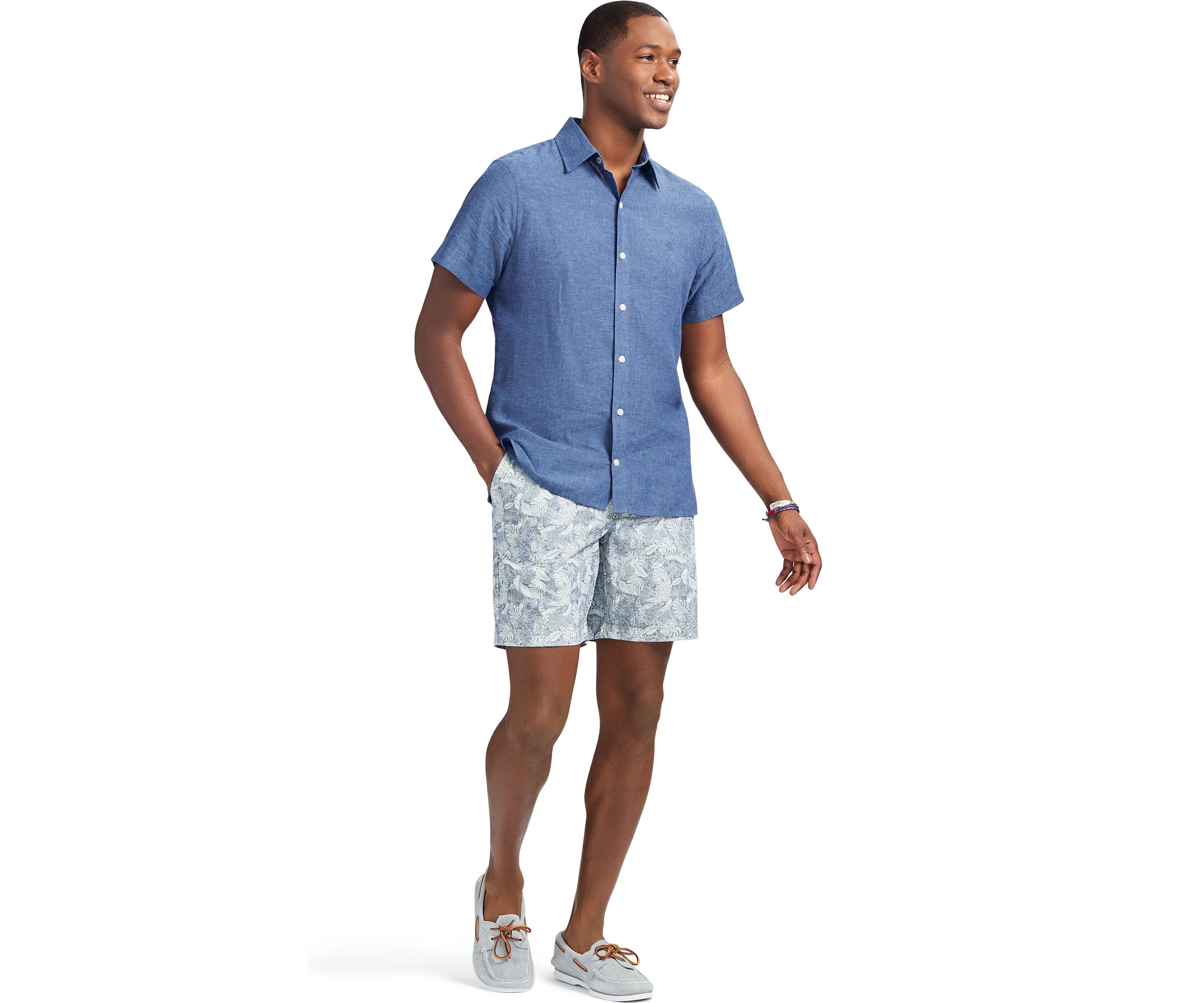 Short Sleeve Luxury Linen Woven Button Down Shirt