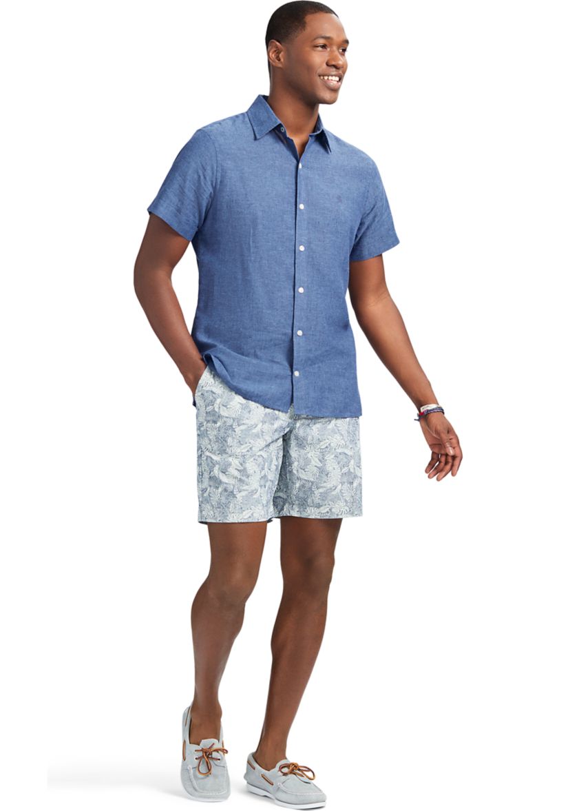 Short Sleeve Luxury Linen Woven Button Down Shirt