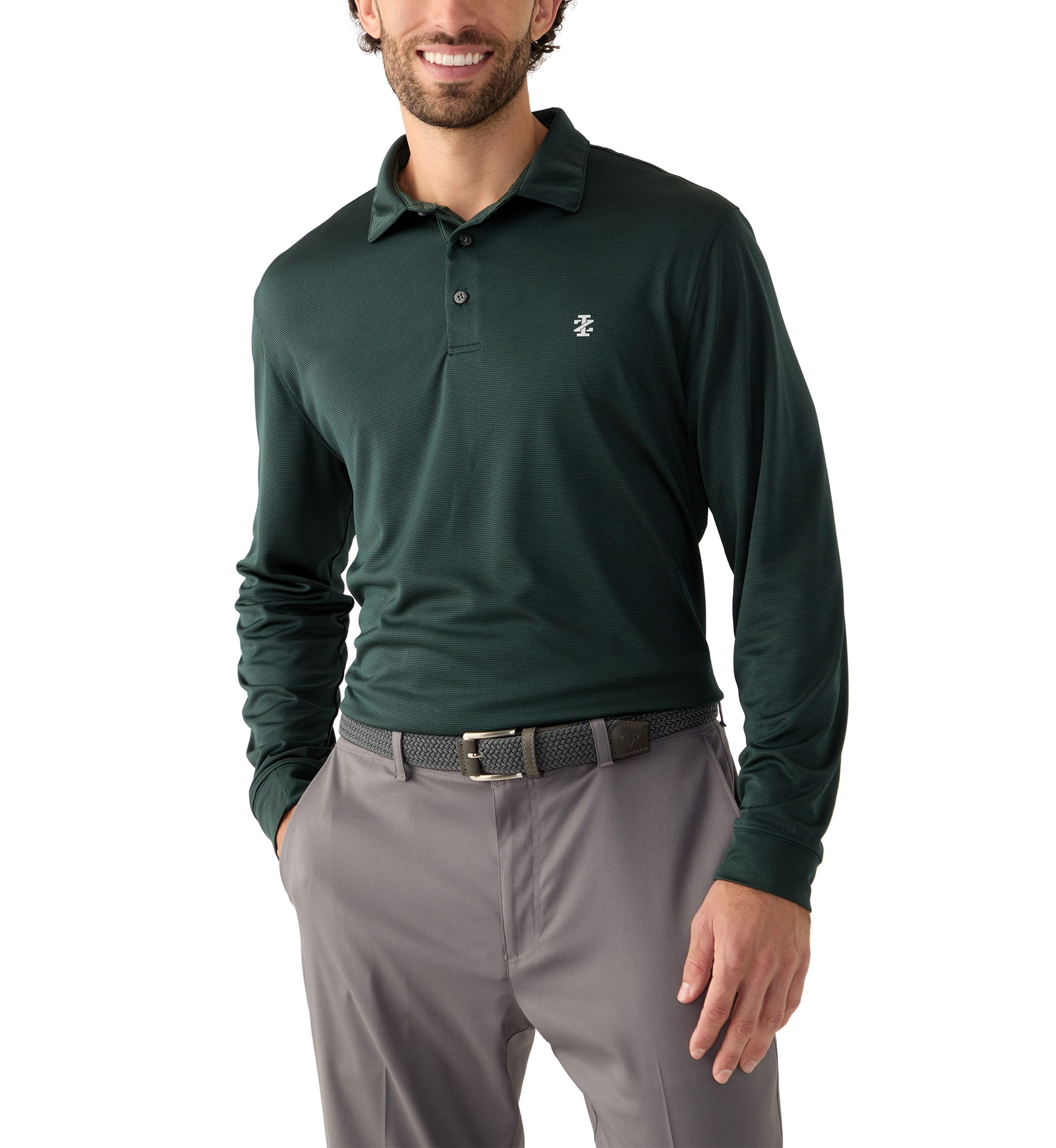 SwingFlex Elite – Long Sleeve Jacquard Polo Shirt