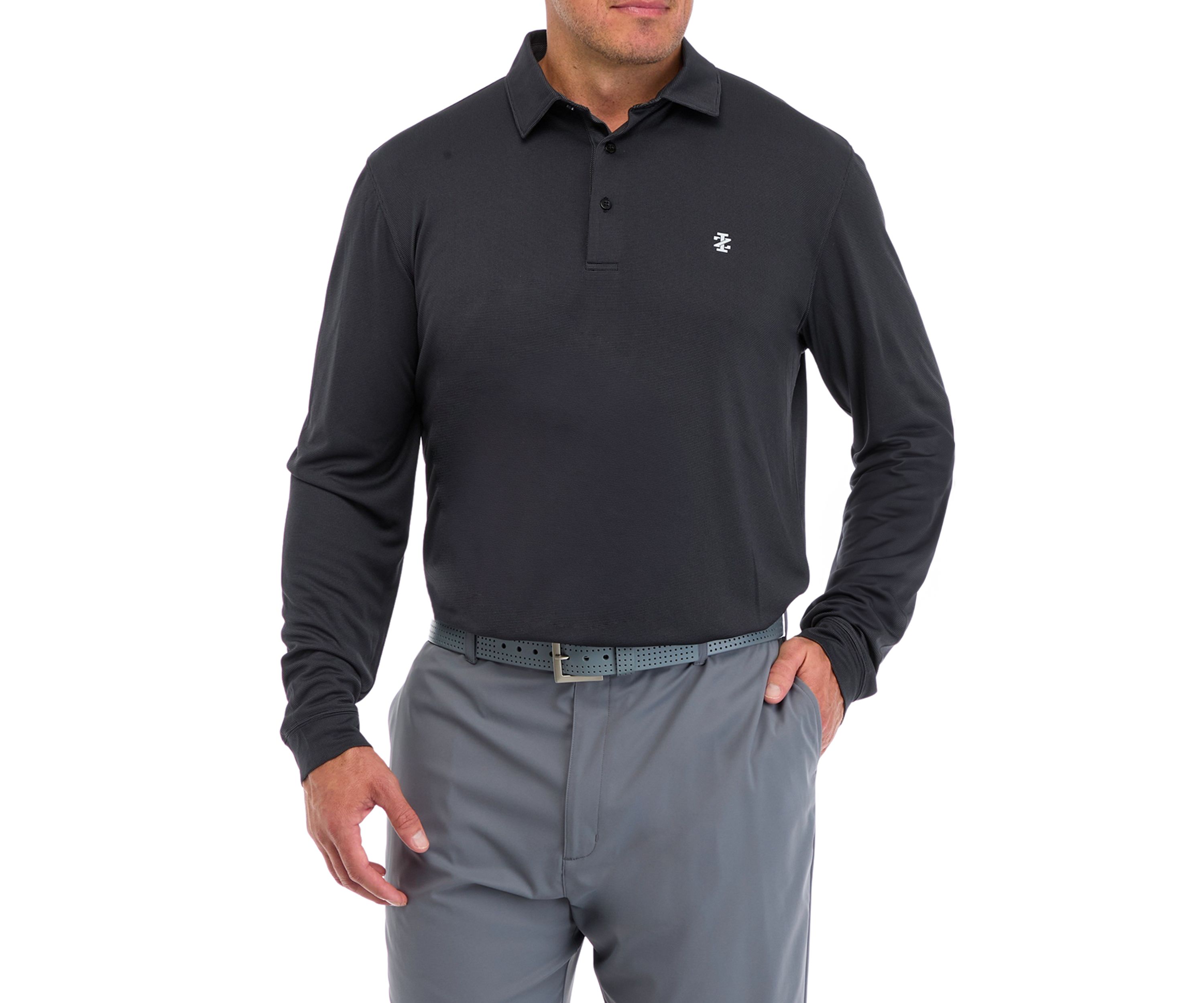 Big & Tall Long Sleeve Solid Birdseye Polo Shirt