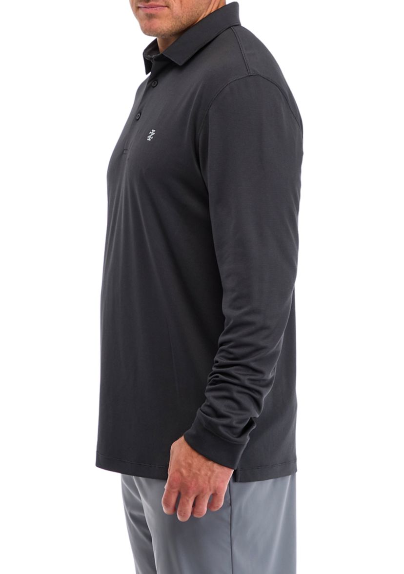Big & Tall Long Sleeve Solid Birdseye Polo Shirt