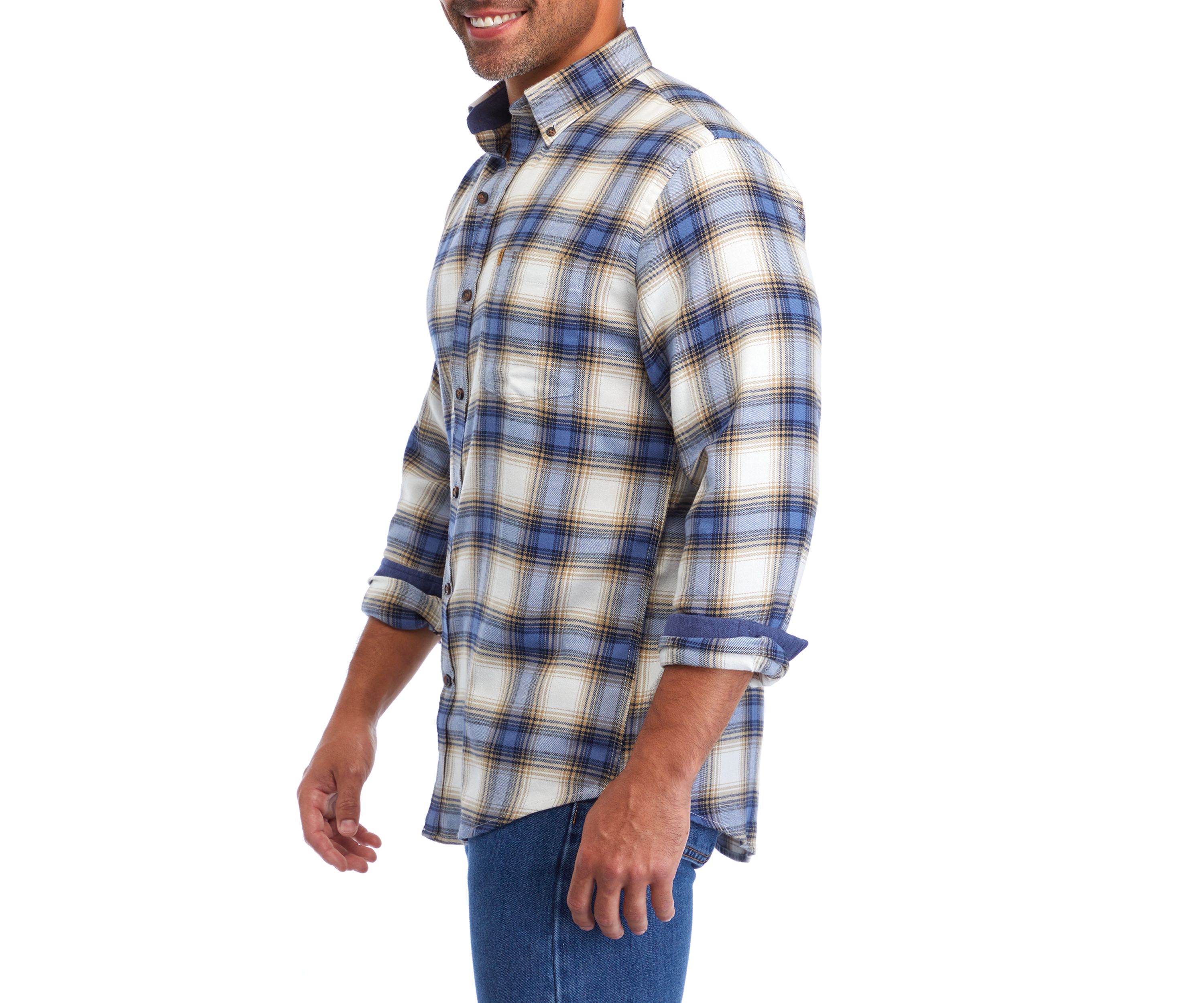 Large Plaid Flannel Button Down Shirt