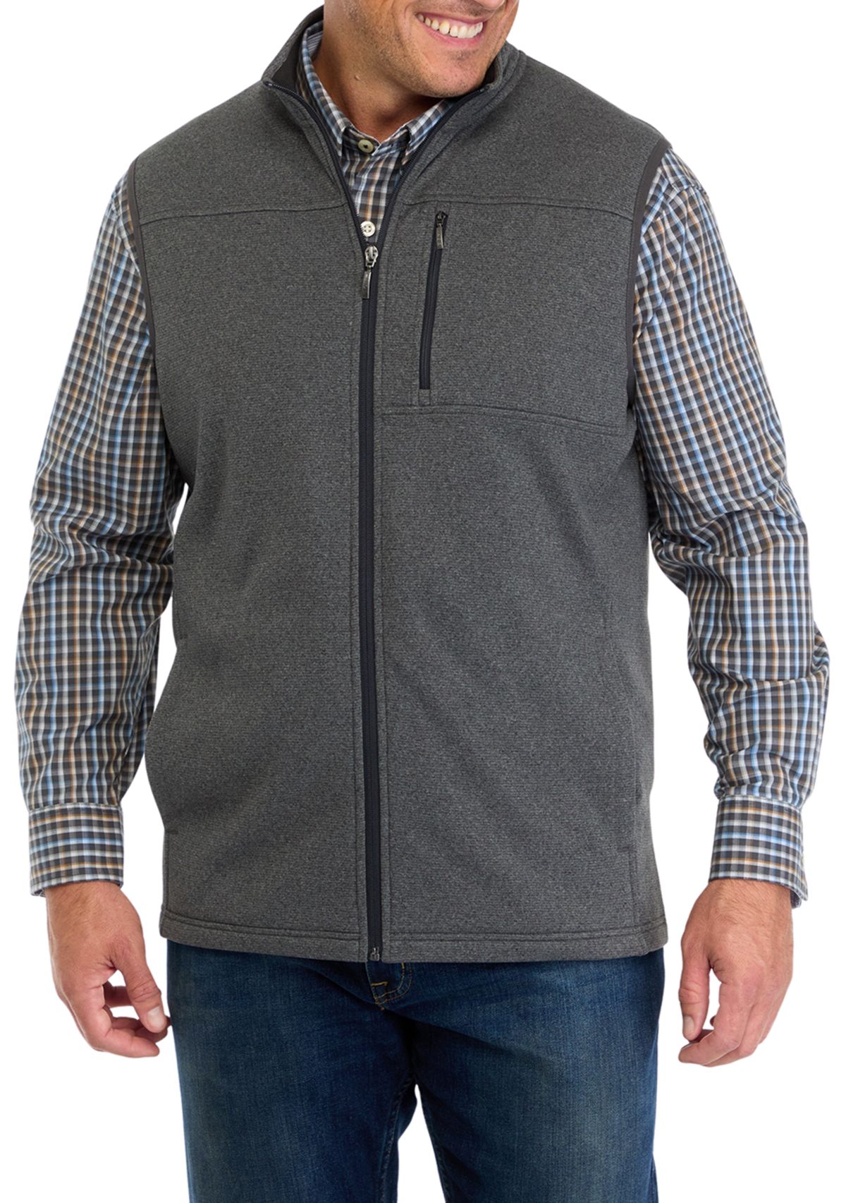 Big & Tall Striped Fleece Vest