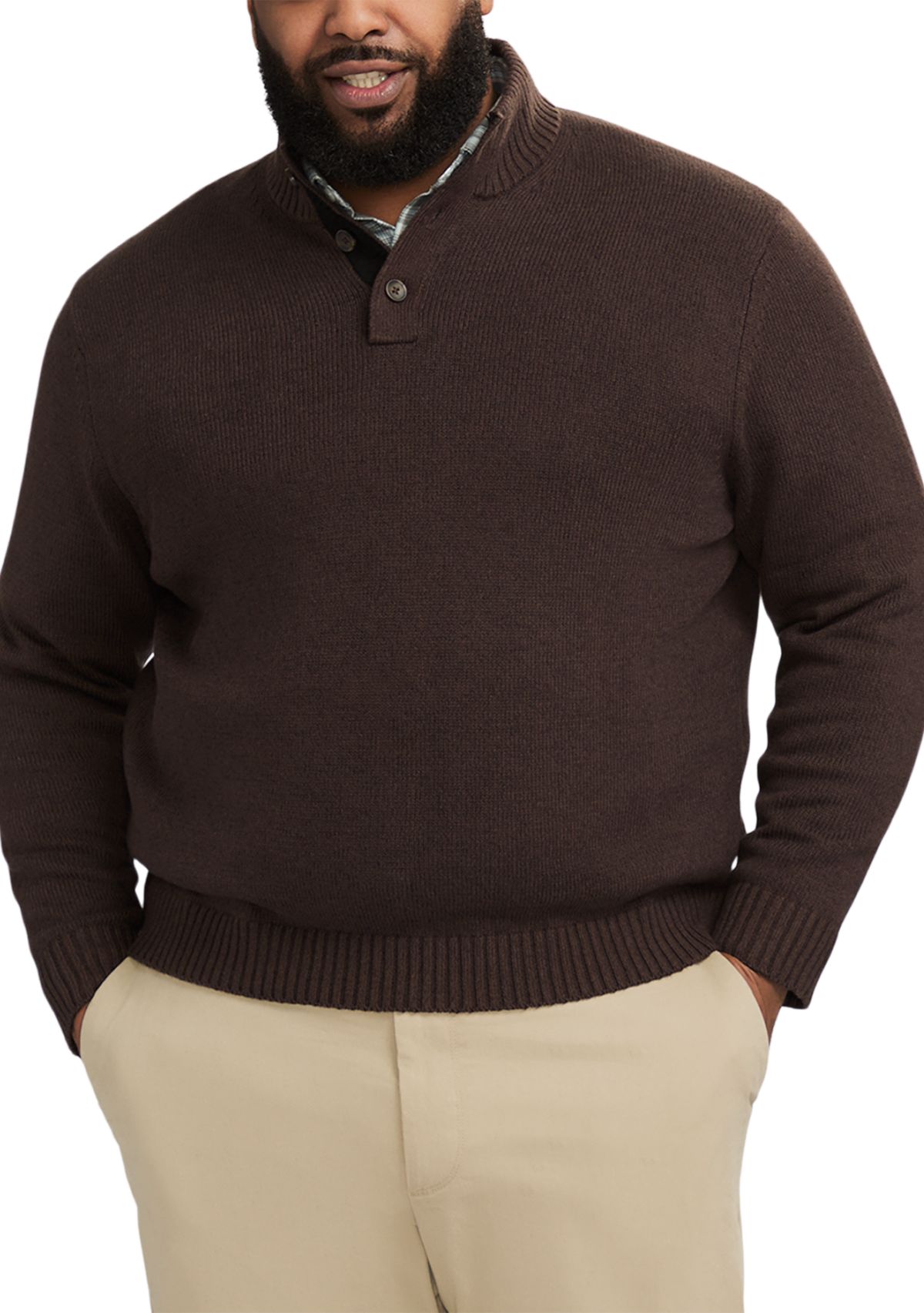 Big & Tall Classics Button Mock Sweater 