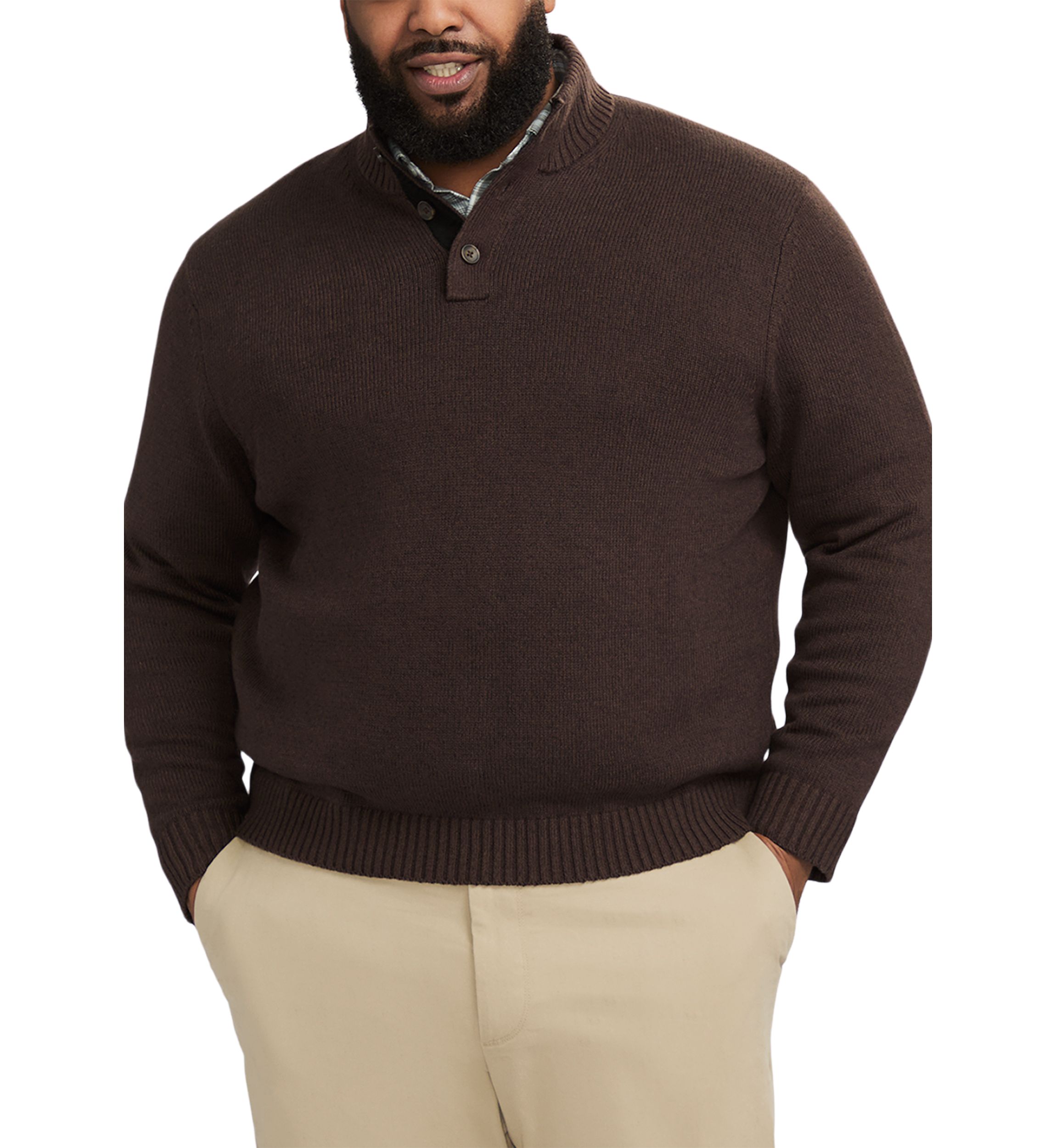 Big & Tall Classics Button Mock Sweater 