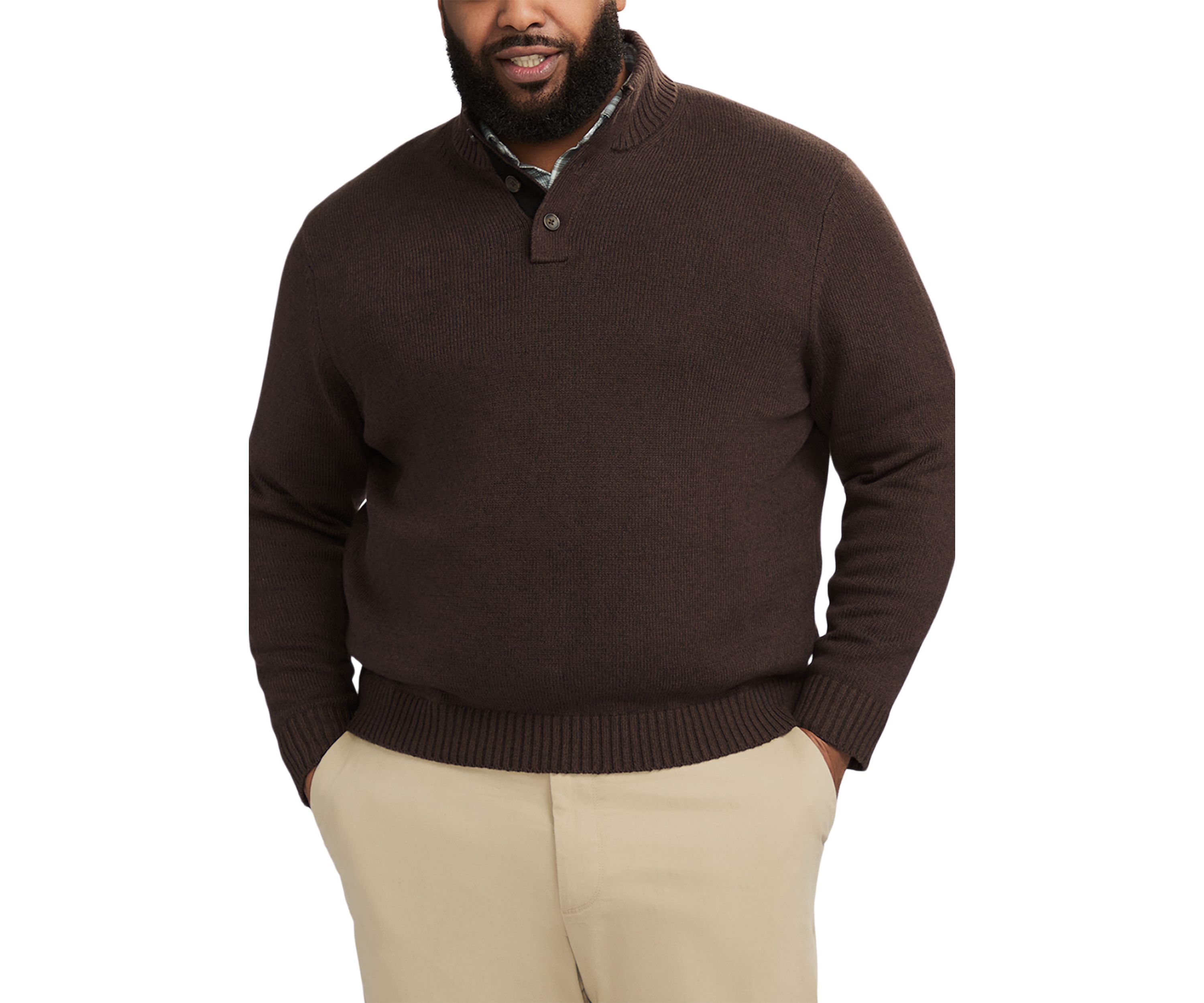 Big & Tall Classics Button Mock Sweater 