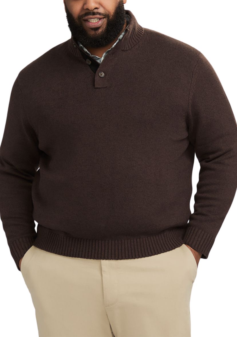 Big & Tall Classics Button Mock Sweater 