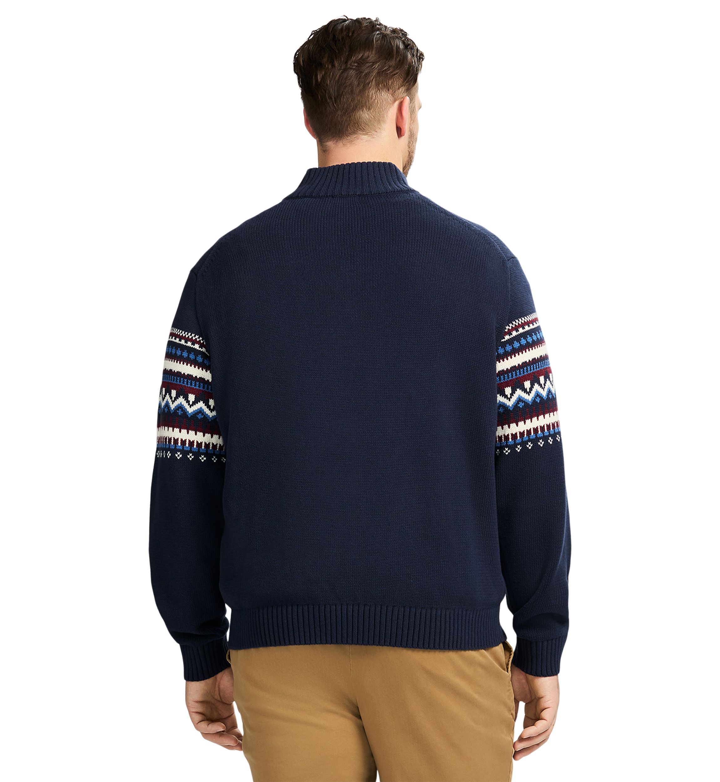 Big & Tall Classics Holiday Fair Isle 1/4 Zip Sweater