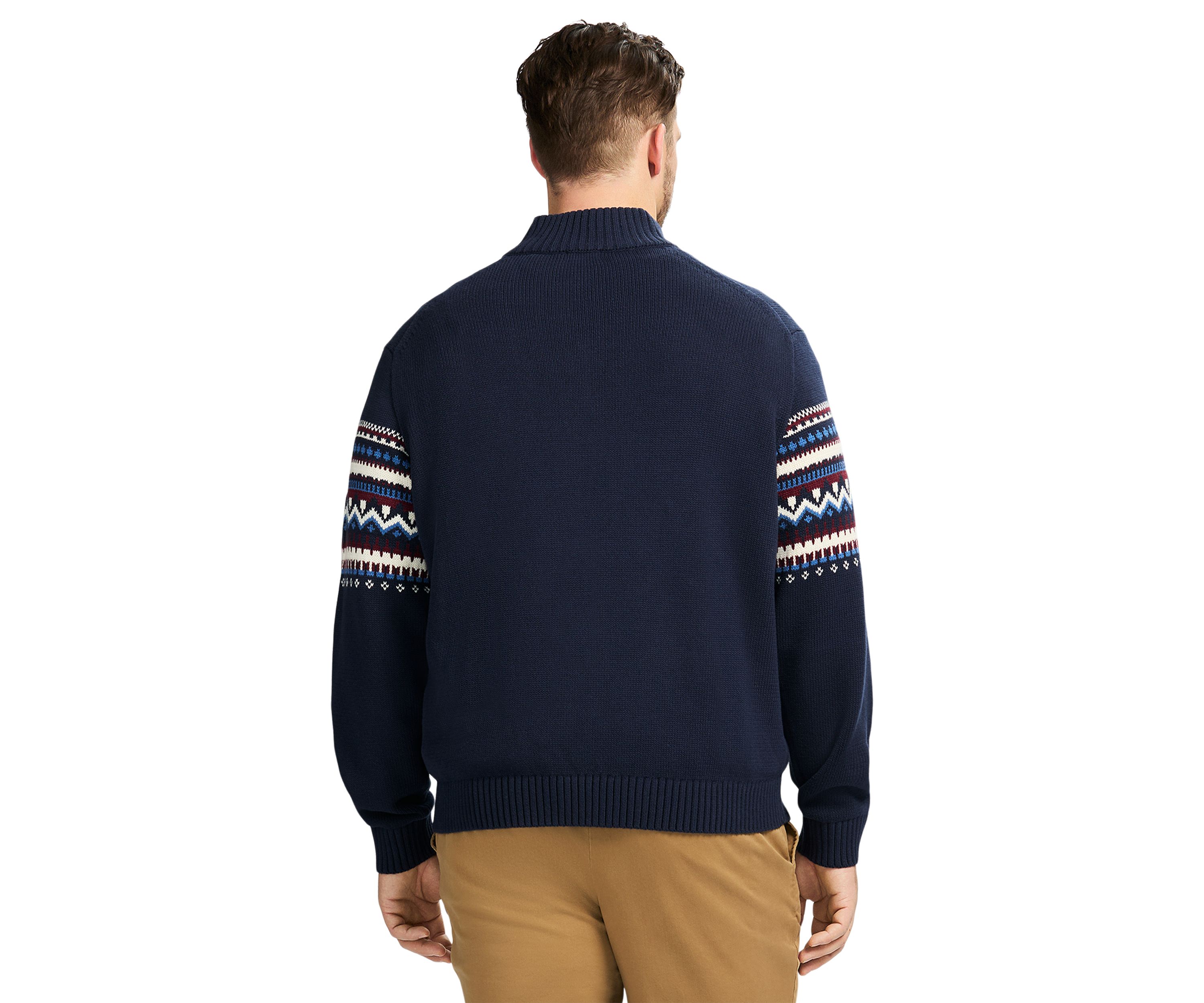 Big & Tall Classics Holiday Fair Isle 1/4 Zip Sweater