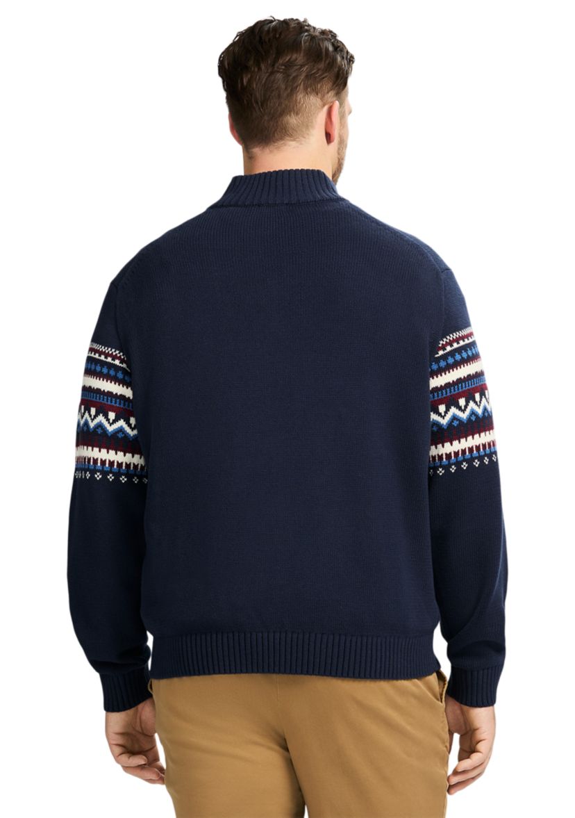 Big & Tall Classics Holiday Fair Isle 1/4 Zip Sweater
