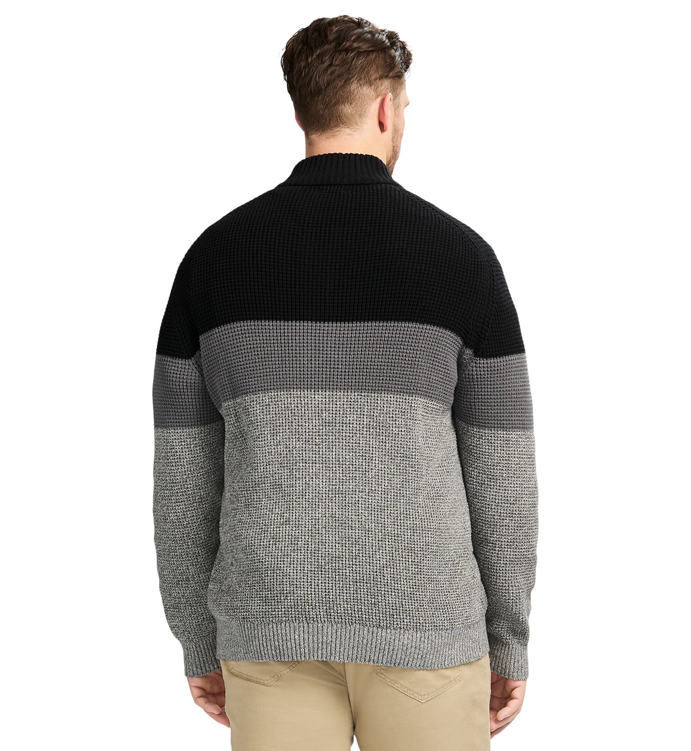 Big & Tall Classics Holiday Striped Button Mock Sweater 