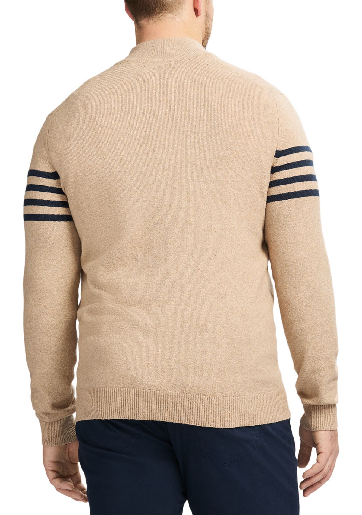 Big & Tall Classics Soft Lux Chest Stripe ¼ Zip Sweater