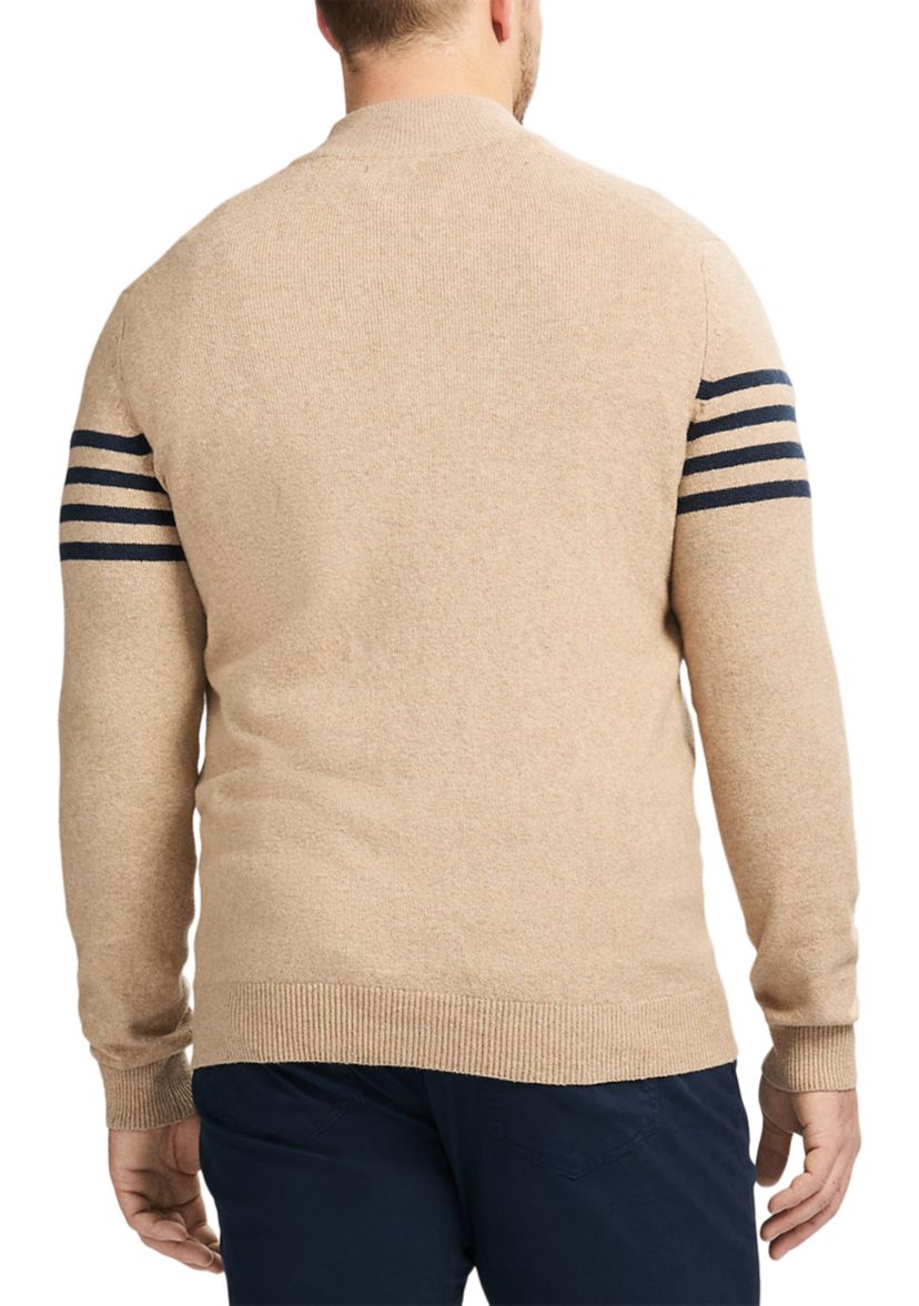 Big & Tall Classics Soft Lux Chest Stripe ¼ Zip Sweater