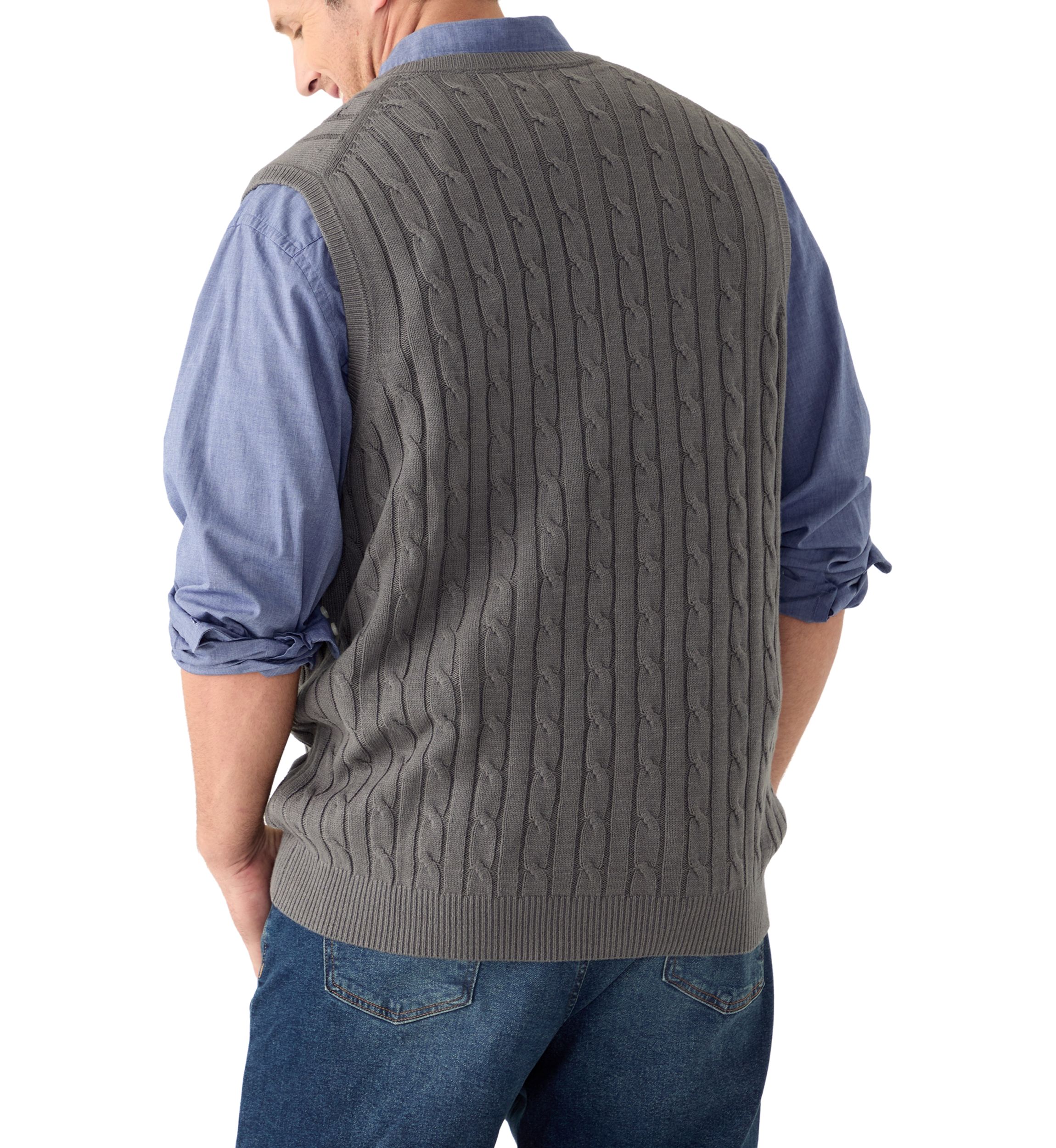 Big & Tall Premium Essentials Cable V-Neck Vest 