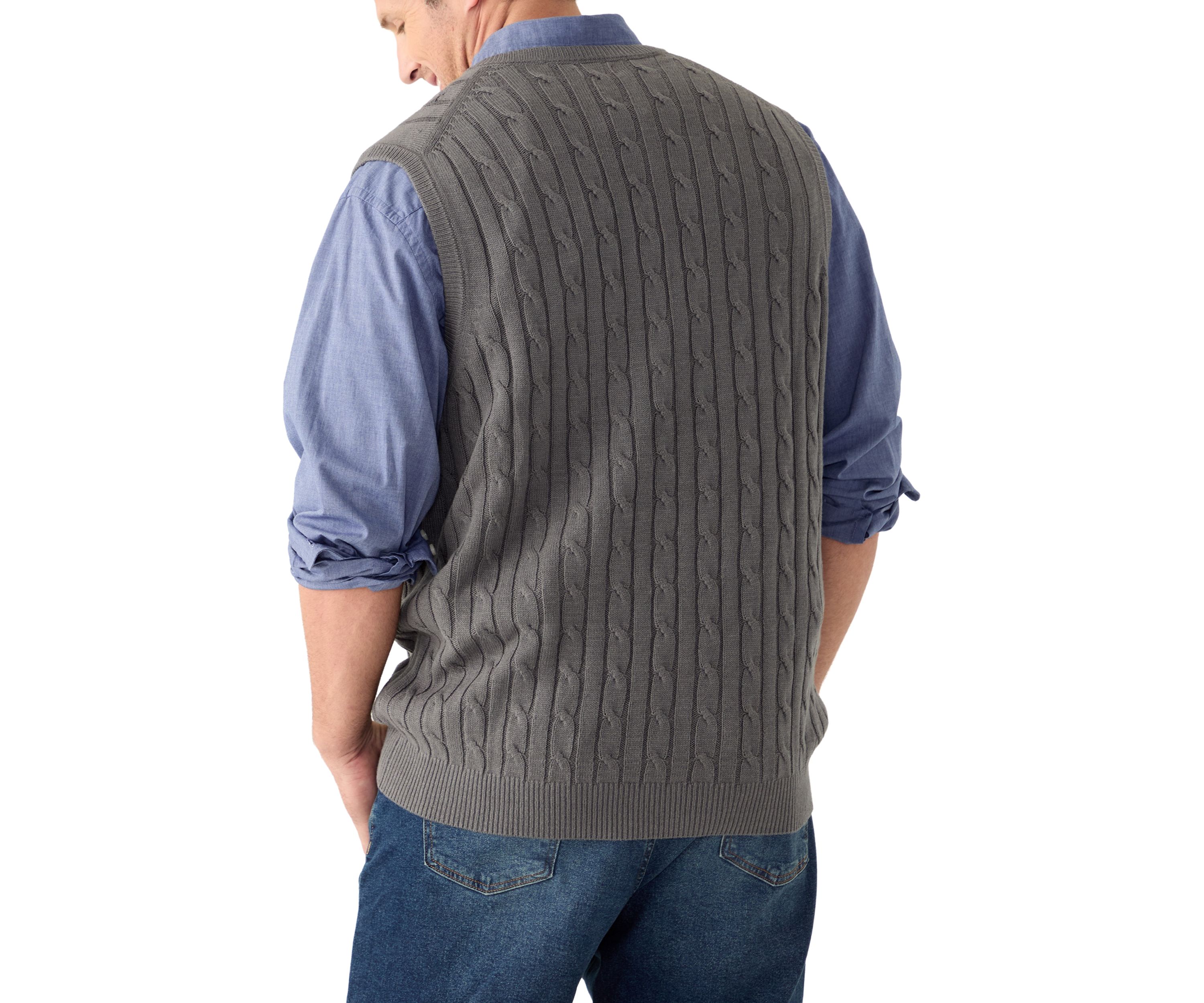 Big & Tall Premium Essentials Cable V-Neck Vest 