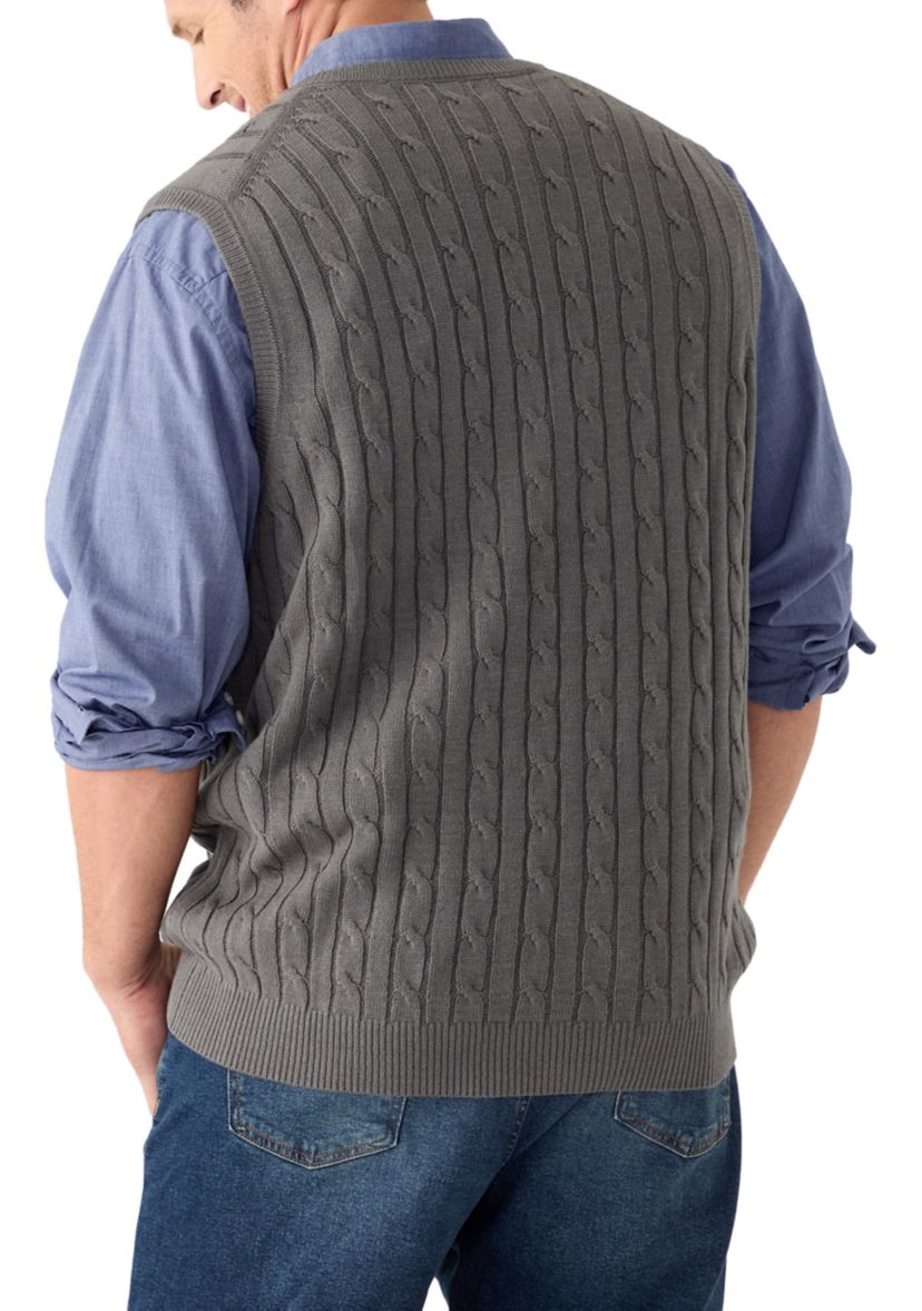 Big & Tall Premium Essentials Cable V-Neck Vest 